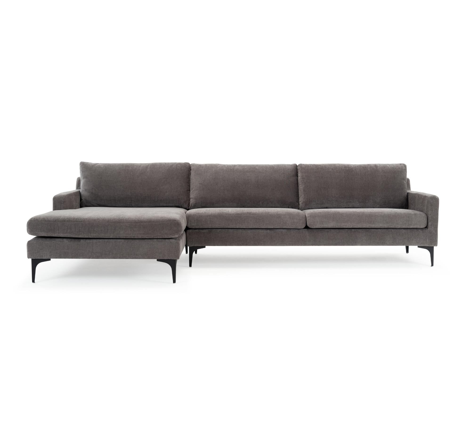 Astha 3-Sitzer Sofa Récamiere Links Danny Steel Grey