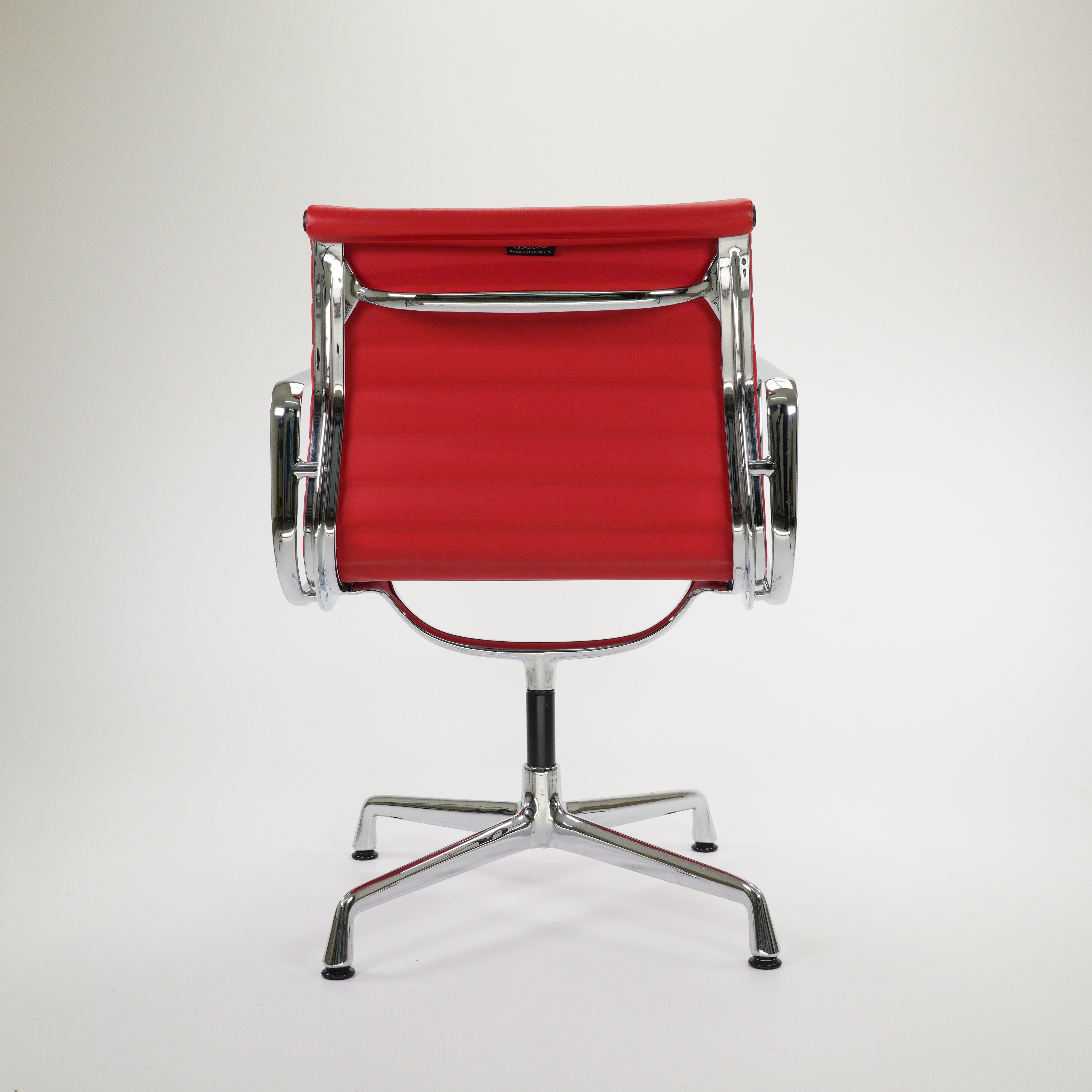 Eames EA 118 Chair Chrome Leather Red