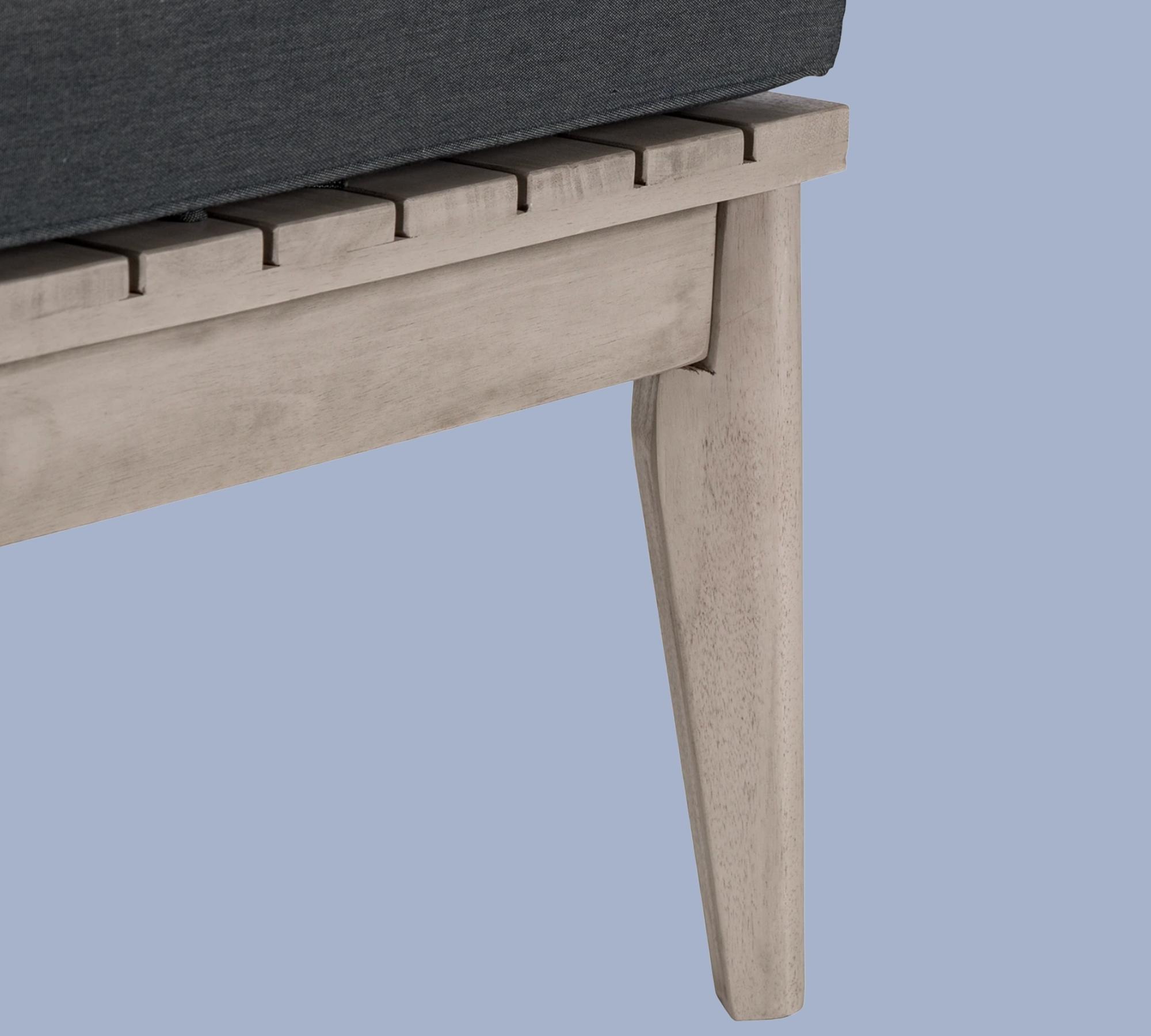 Indoor-Outdoor Loungehocker aus Akazienholz, Sitzkissen Grau