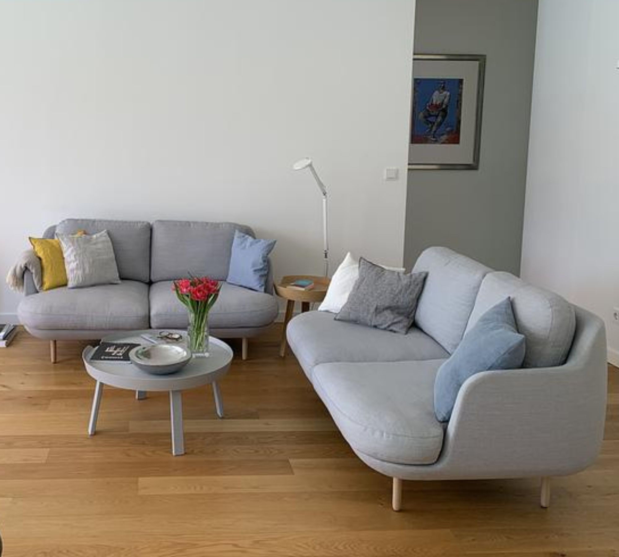 2x Lune JH200 Sofa 2-Sitzer Wolle Grau