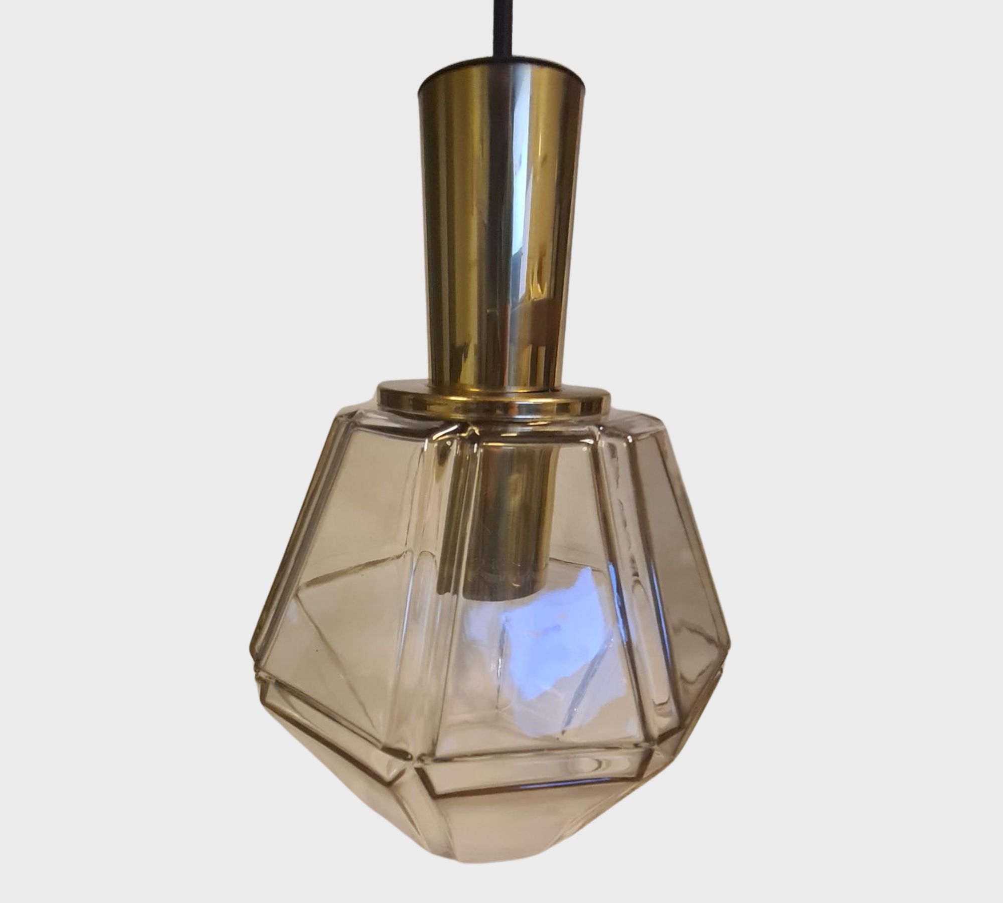 Vintage P167 4287 Pendant Lamp Brass Glass Gold