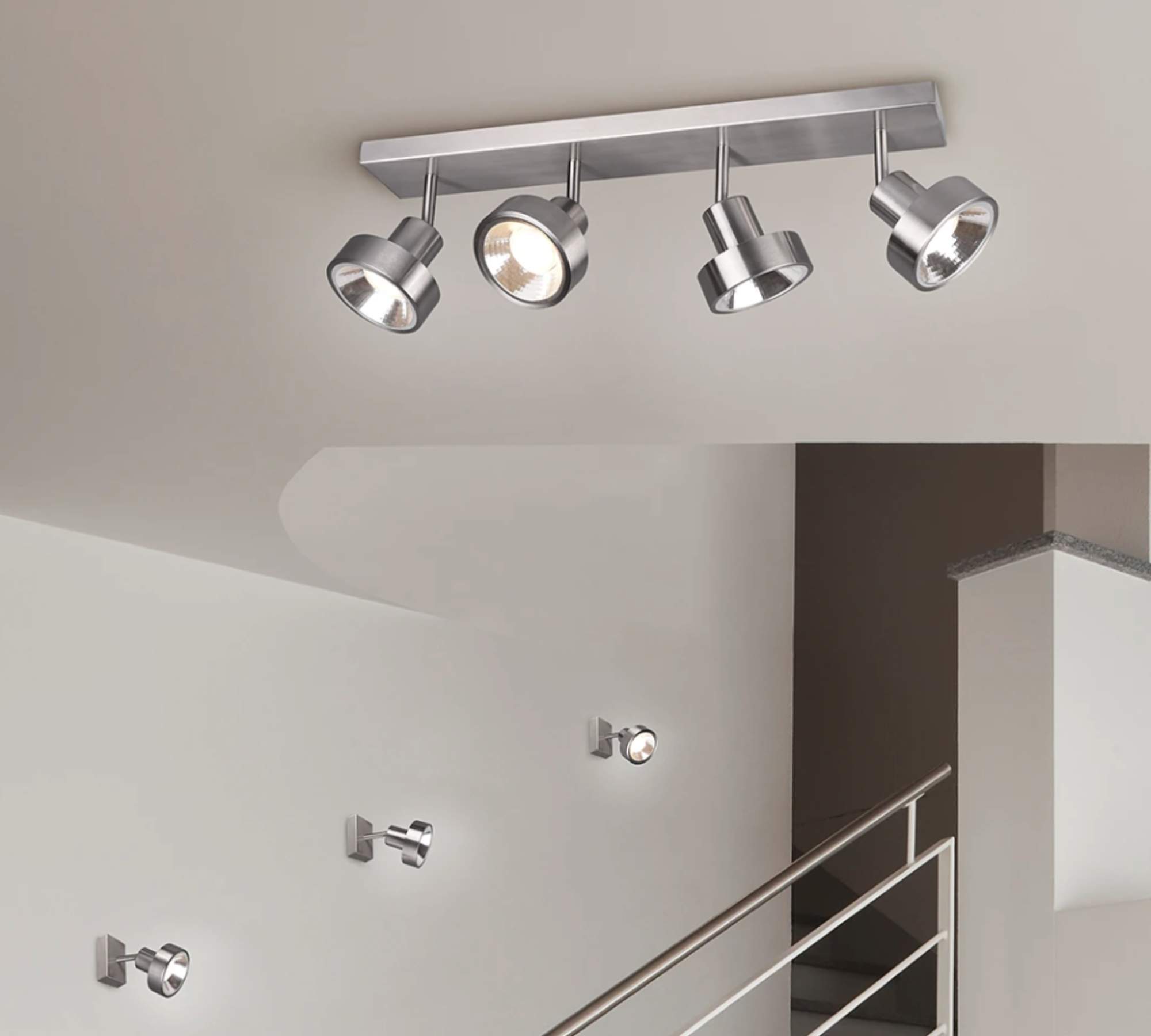 Deckenleuchte 4-flammig Aluminium Silber