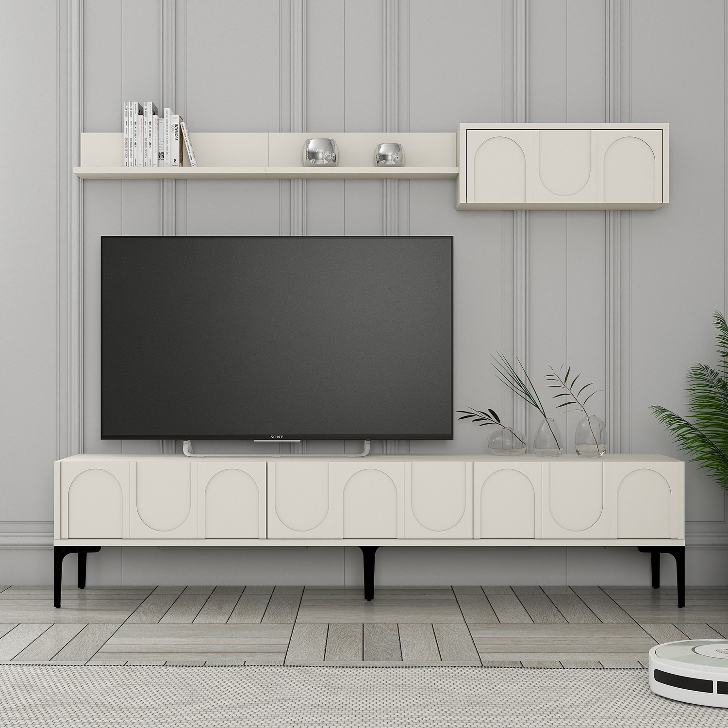 Lyon 3 Living room furniture set Wood veneer Cream Black