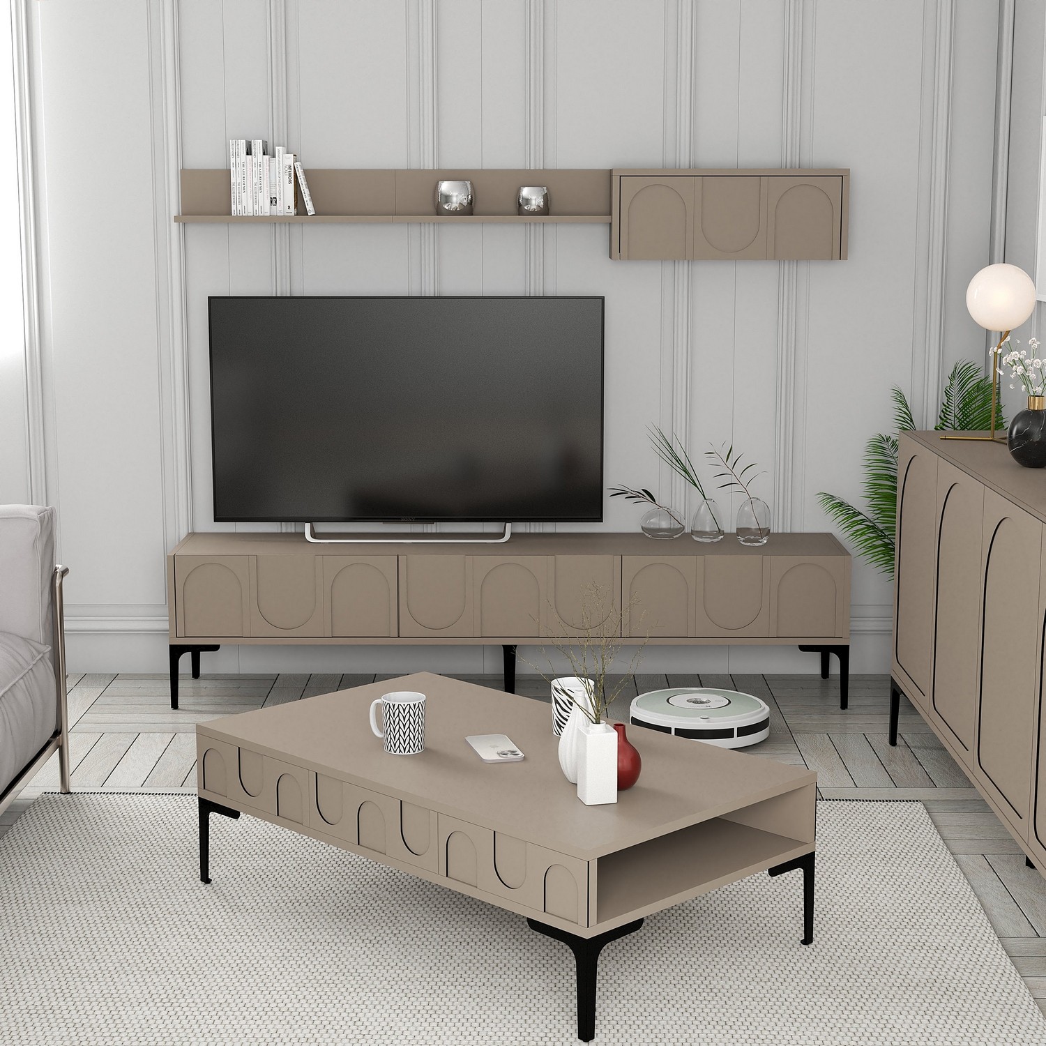 Lyon 3 Living room furniture set Wood veneer Atlas Black