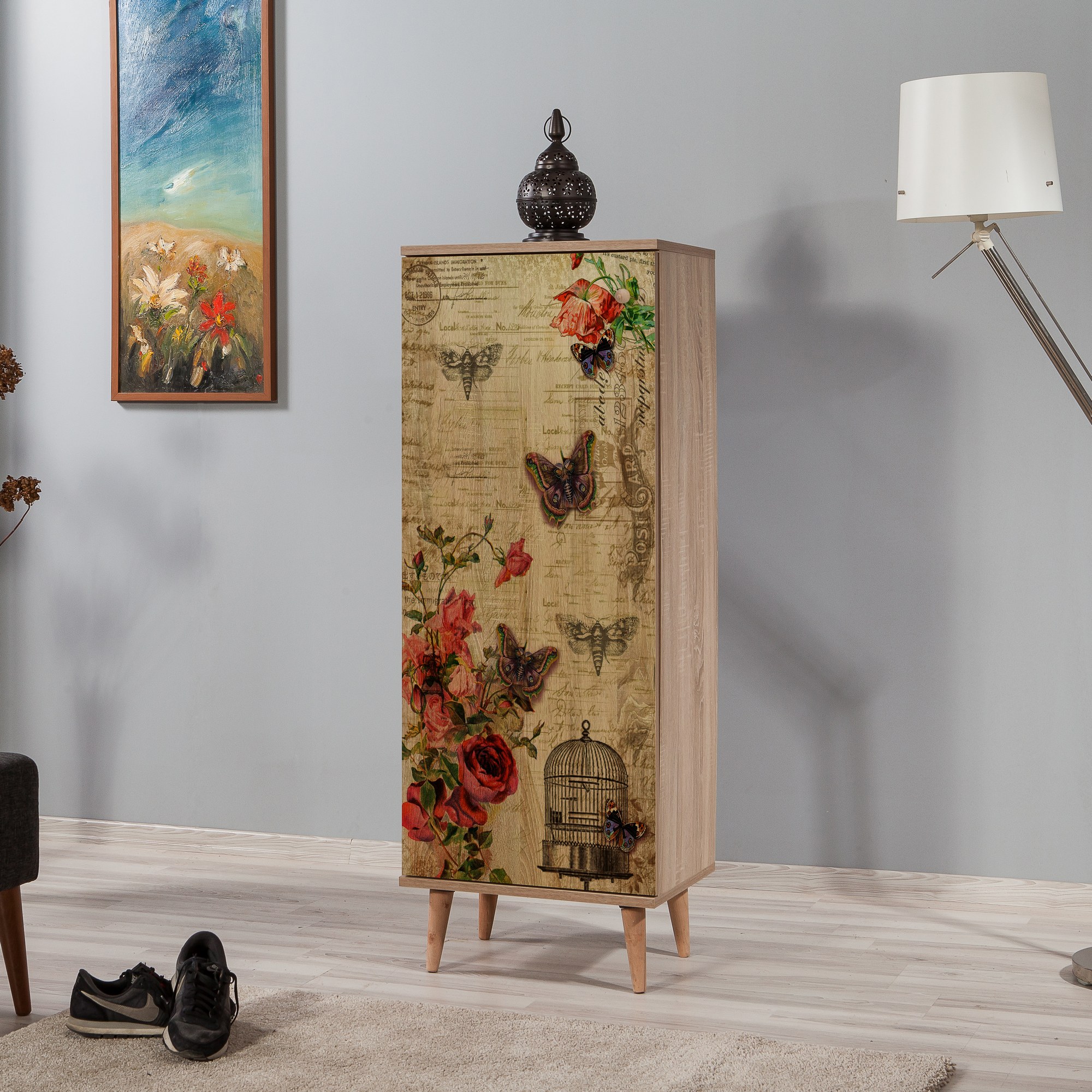 Filinta Shoe cabinet Wood veneer Sonoma Oak brown
