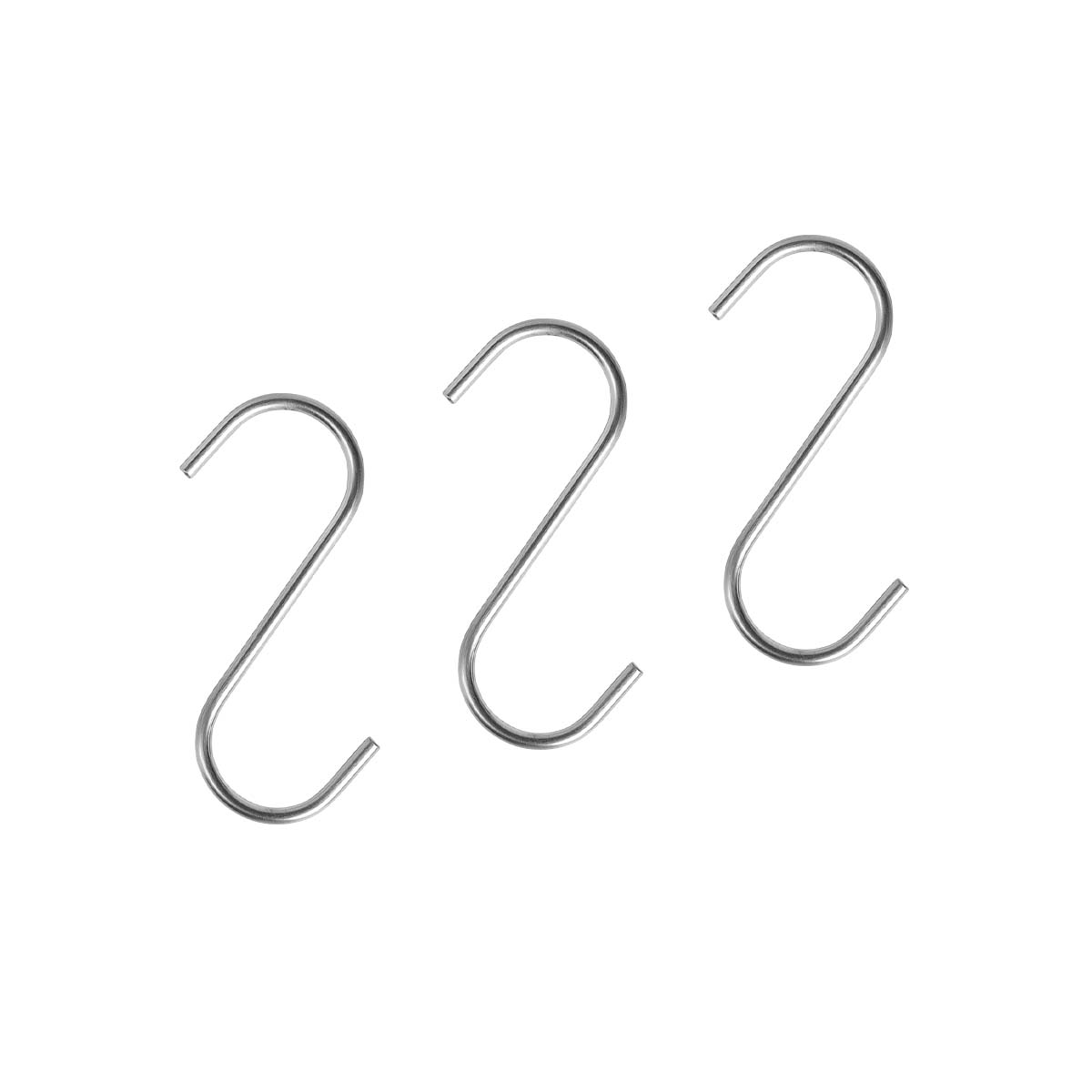 3x Small Hook S Metal Silver