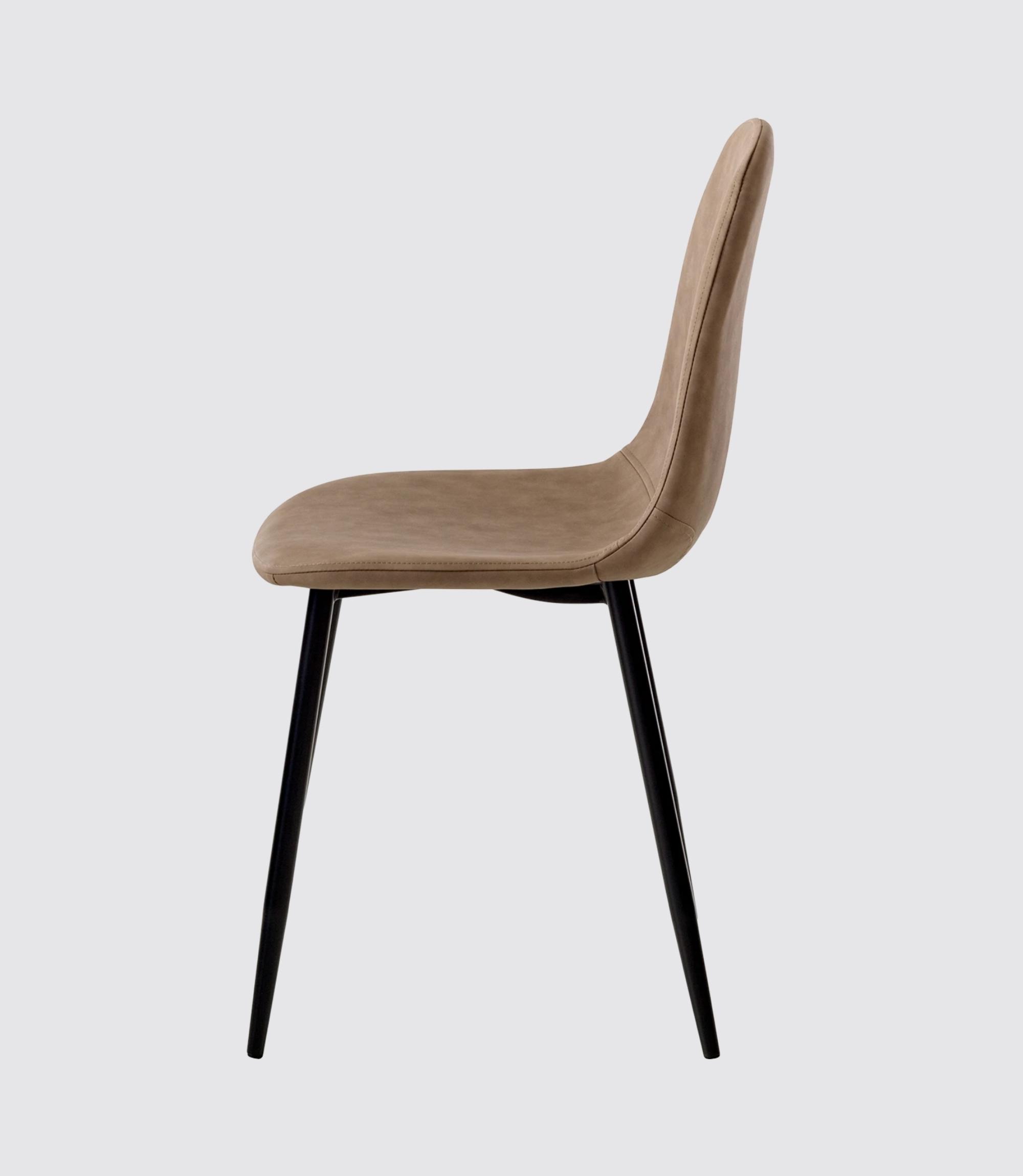 2x Upholstered chair with slender legs faux leather brown