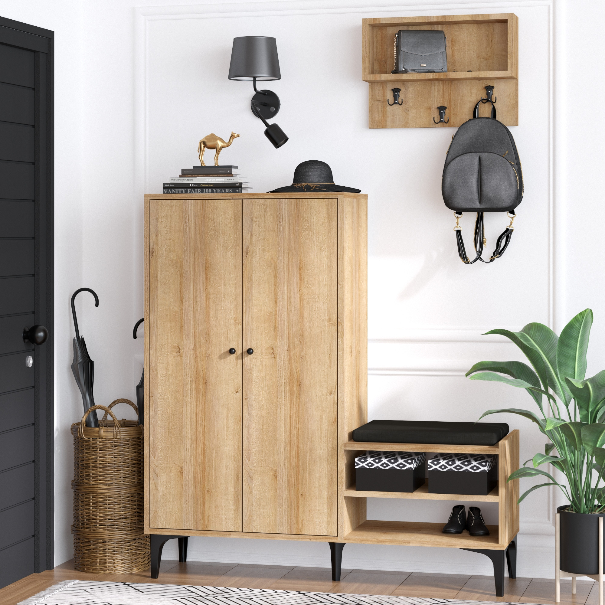 Shoe cabinet wood veneer