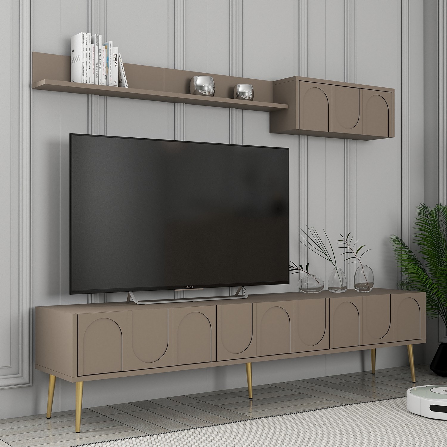 Lyon 2 TV cabinet wood veneer Atlas Gold