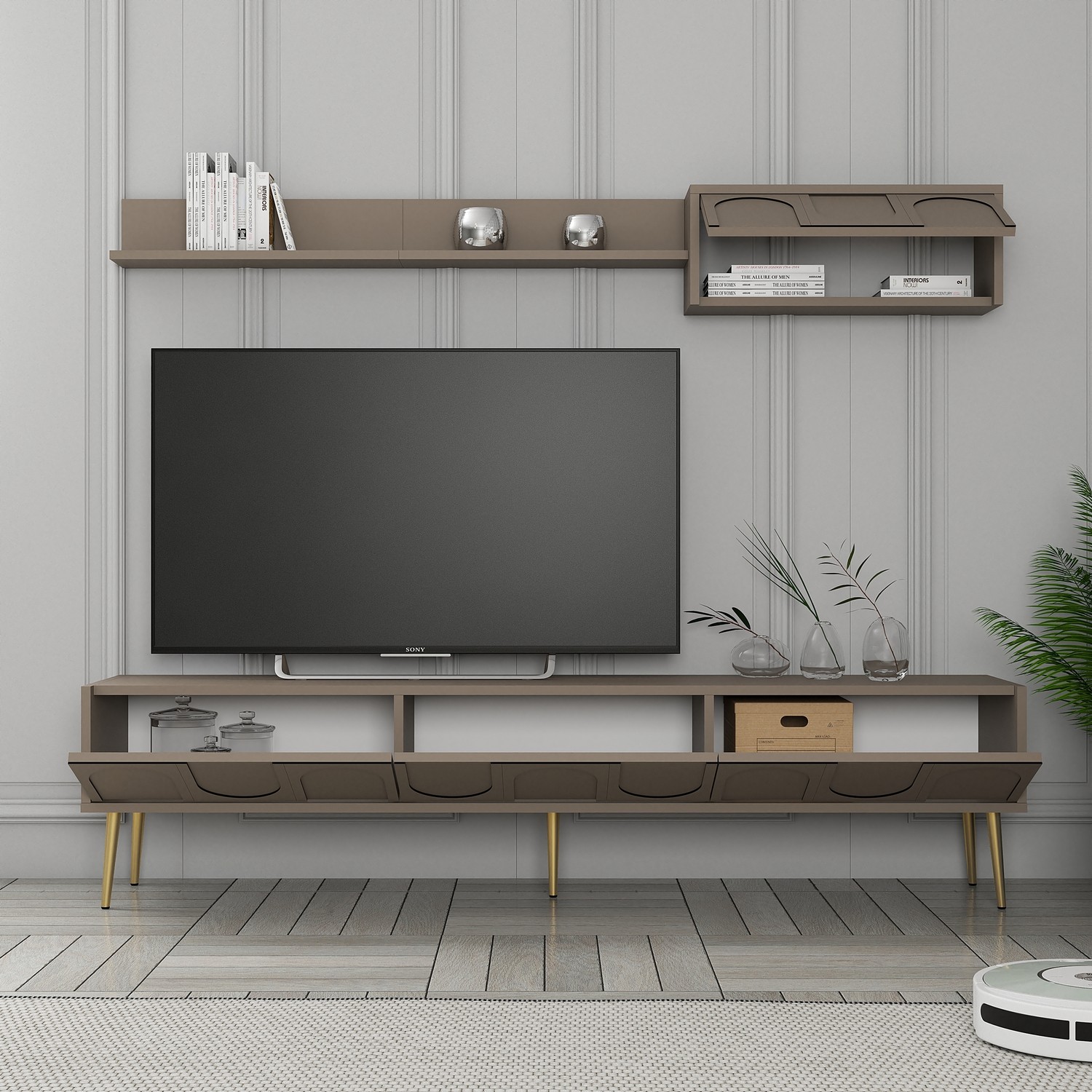Lyon 2 TV cabinet wood veneer Atlas Gold