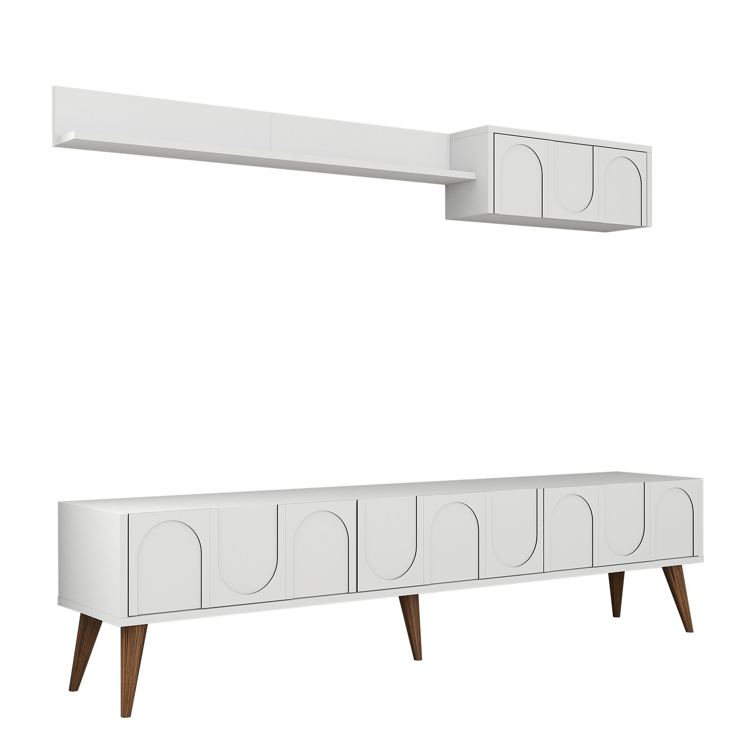 Lyon 2 TV cabinet wood veneer White