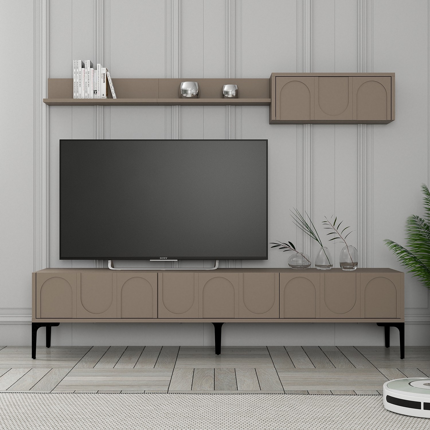 Lyon 2 TV cabinet wood veneer Atlas Black