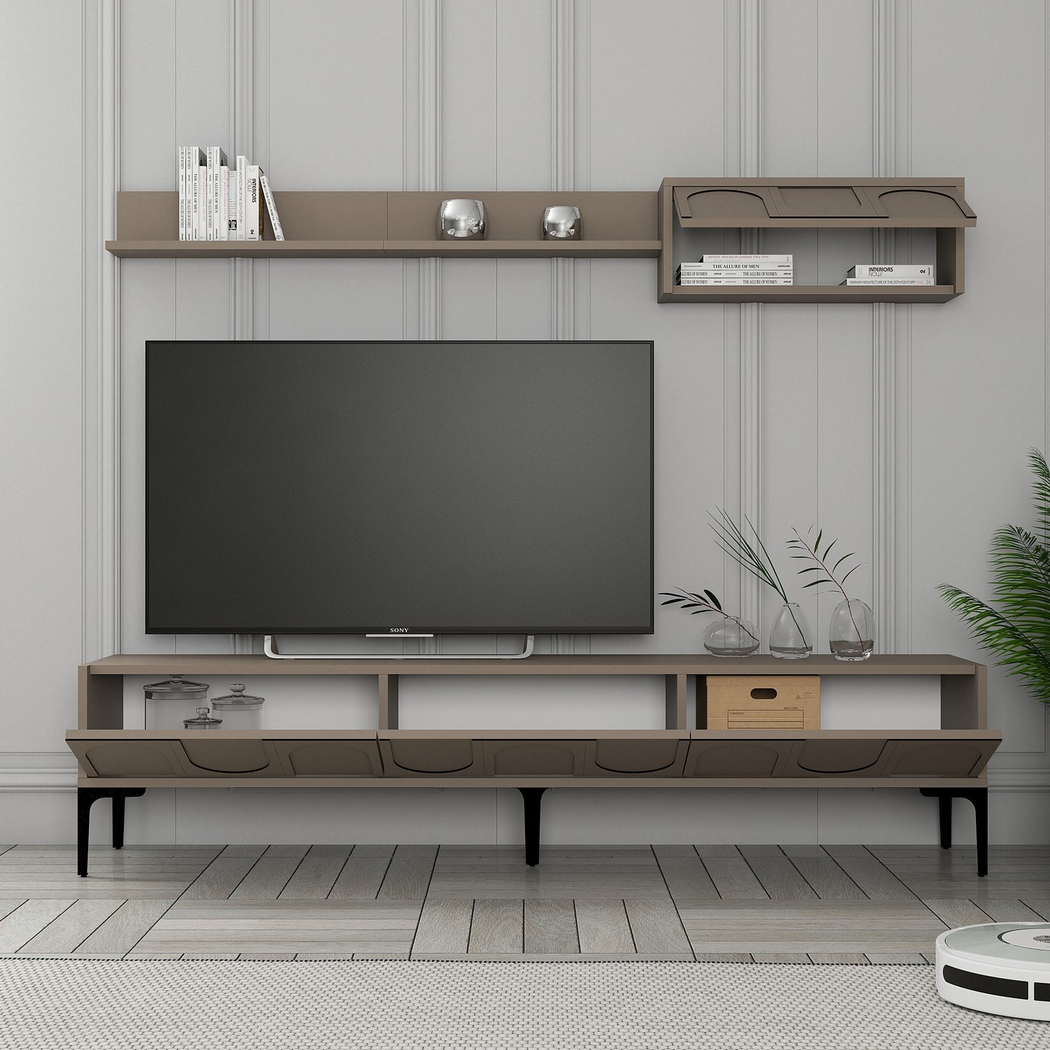 Lyon 2 TV cabinet wood veneer Atlas Black