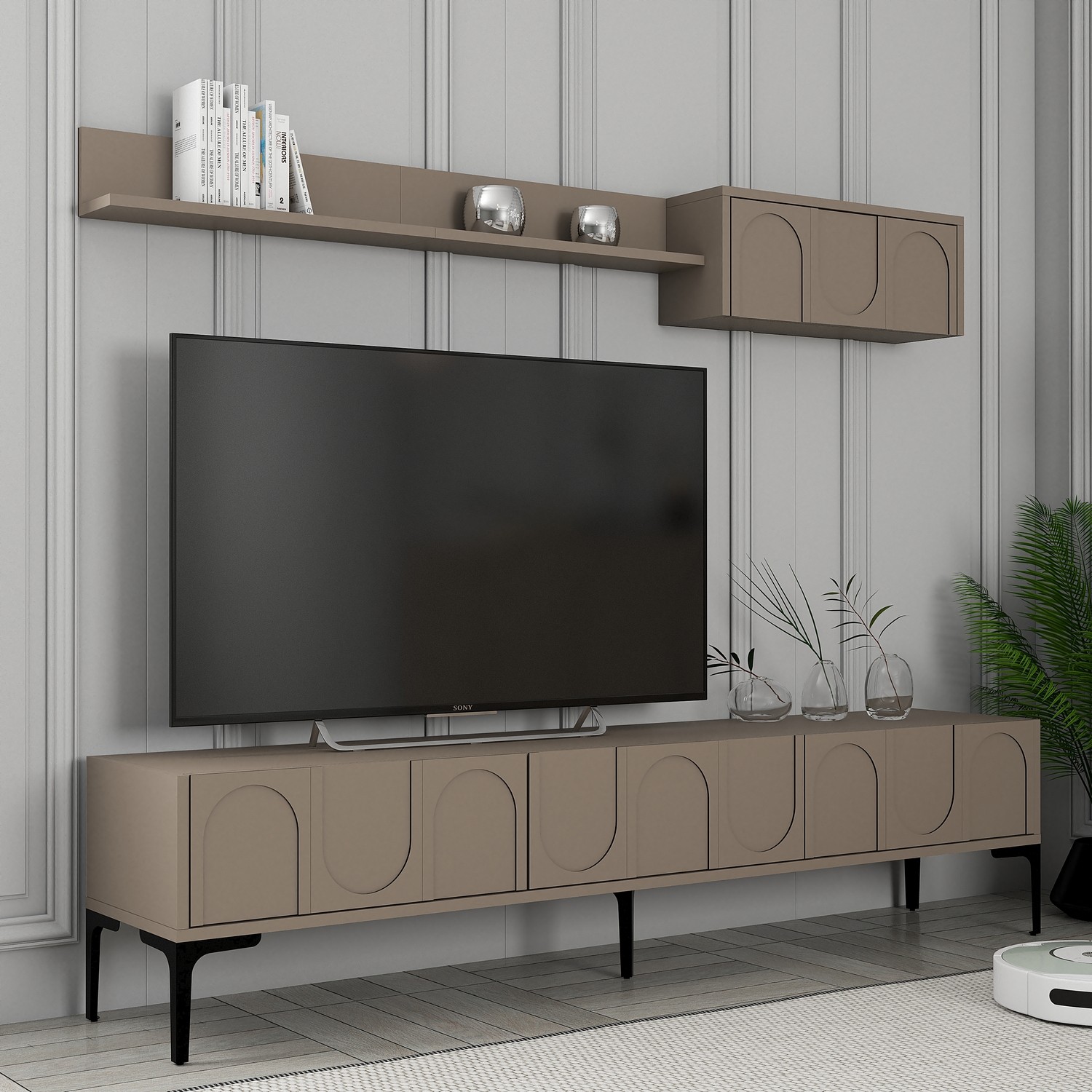 Lyon 2 TV cabinet wood veneer Atlas Black