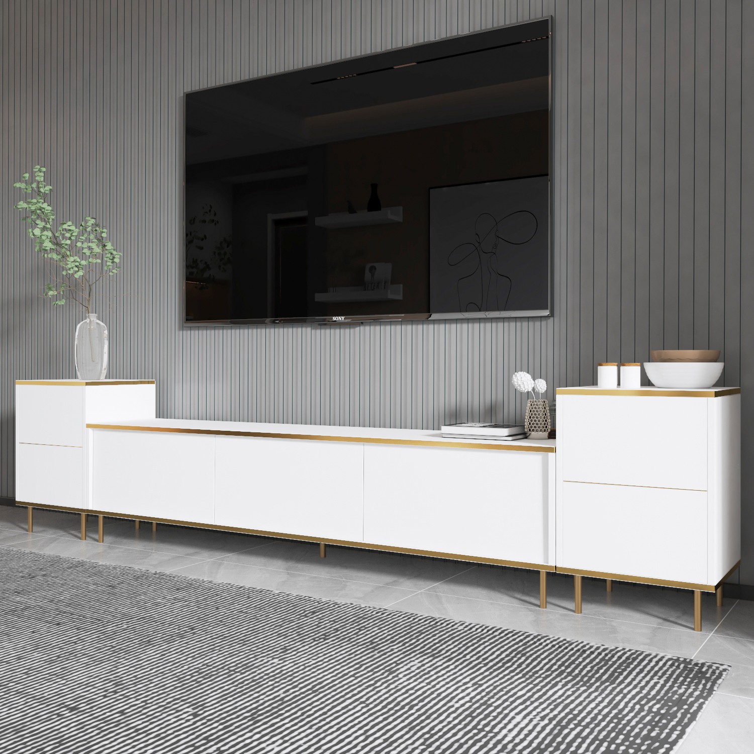 Imaj TV cabinet wood veneer White Gold