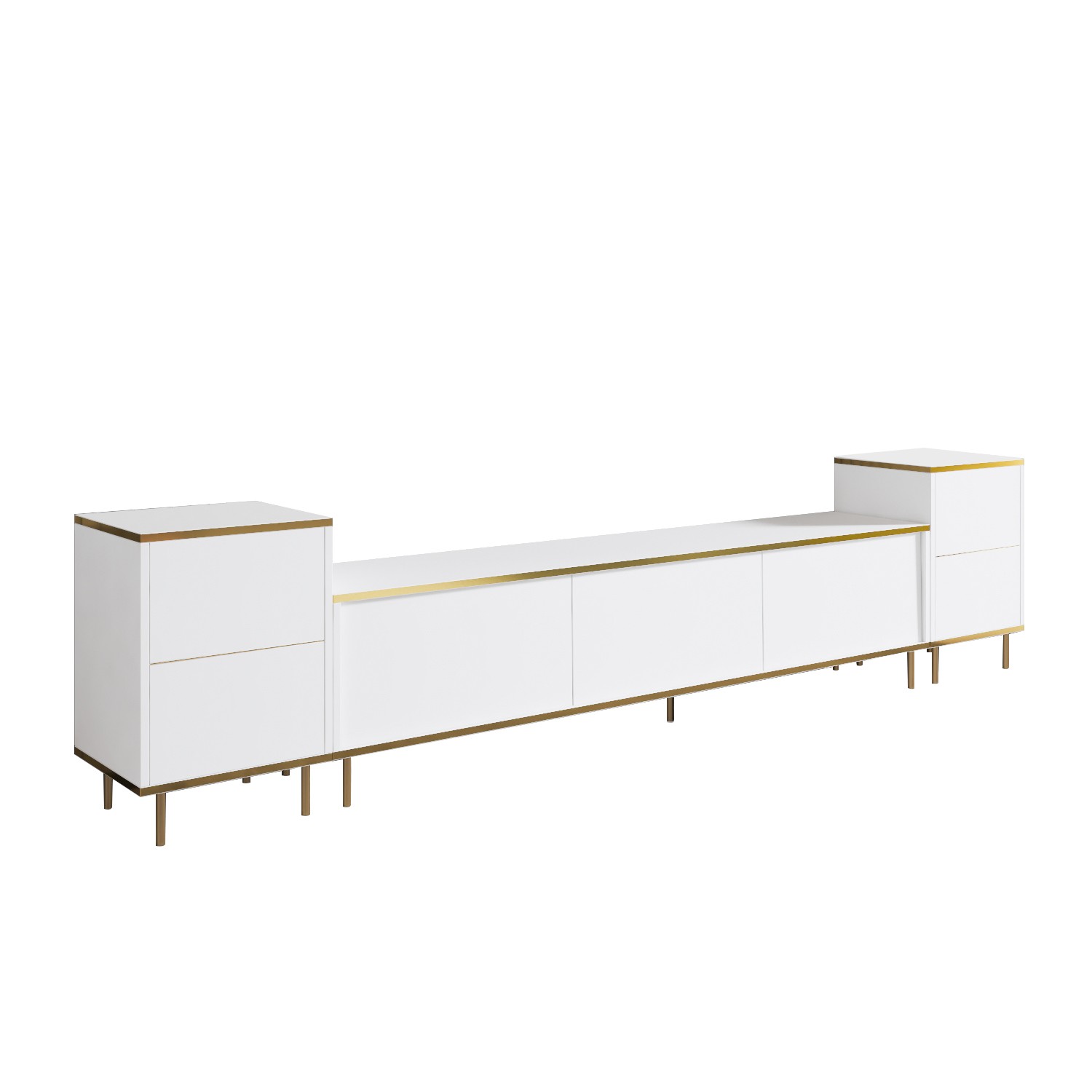 Imaj TV-Schrank Holzfurnier Weiß Gold