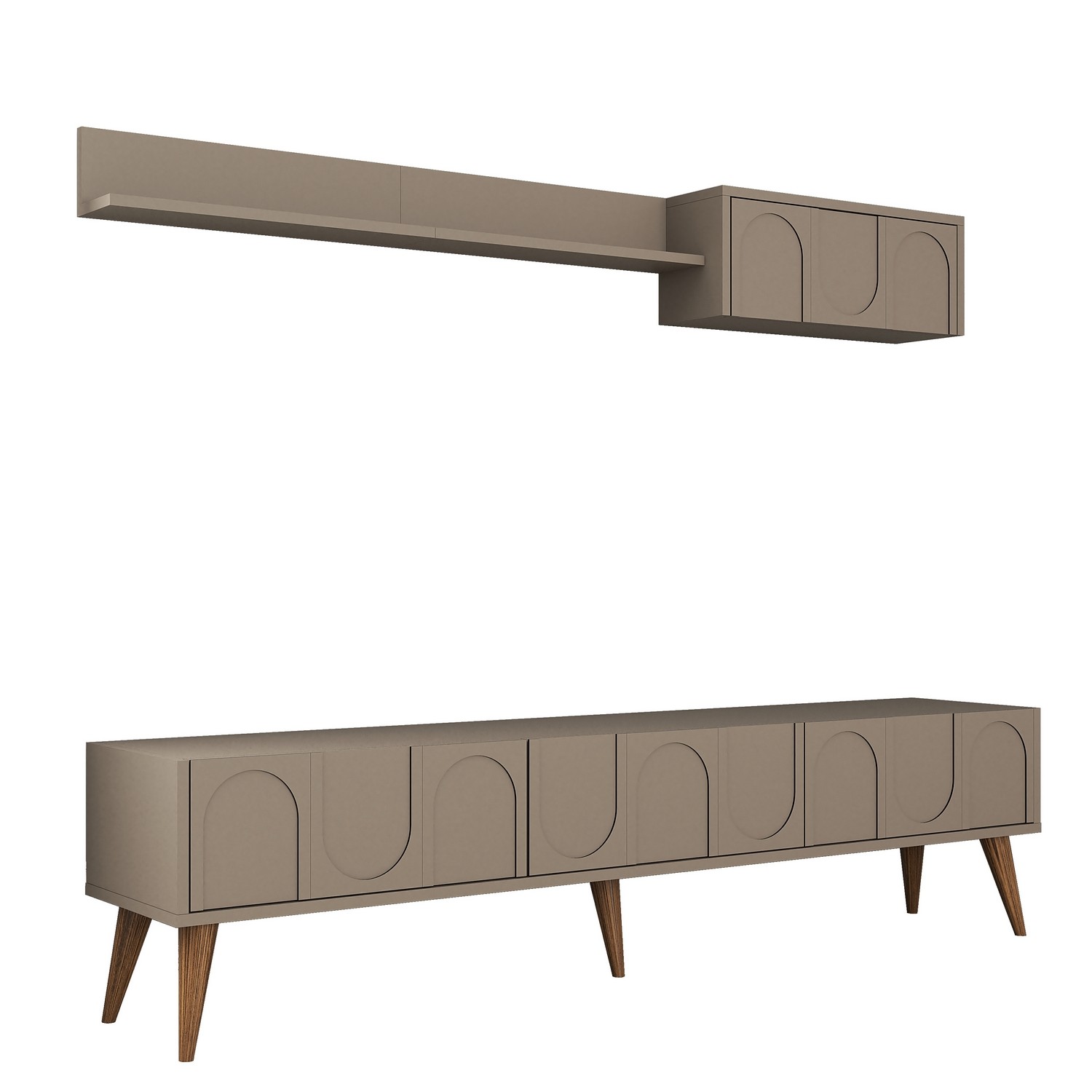 Lyon 2 TV cabinet wood veneer Atlas walnut brown