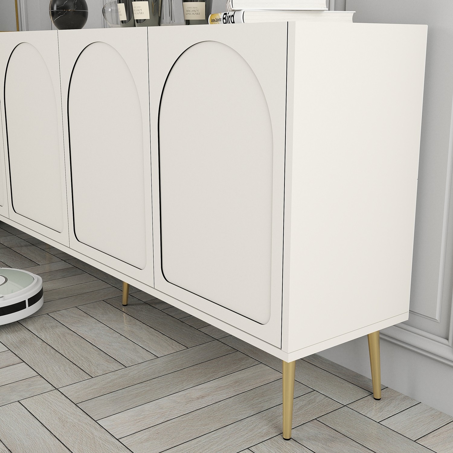 Lyon 80 Console Walnut Cream Gold