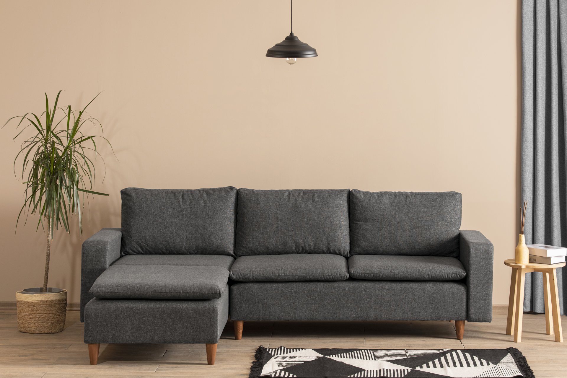 Long corner sofa Dark grey