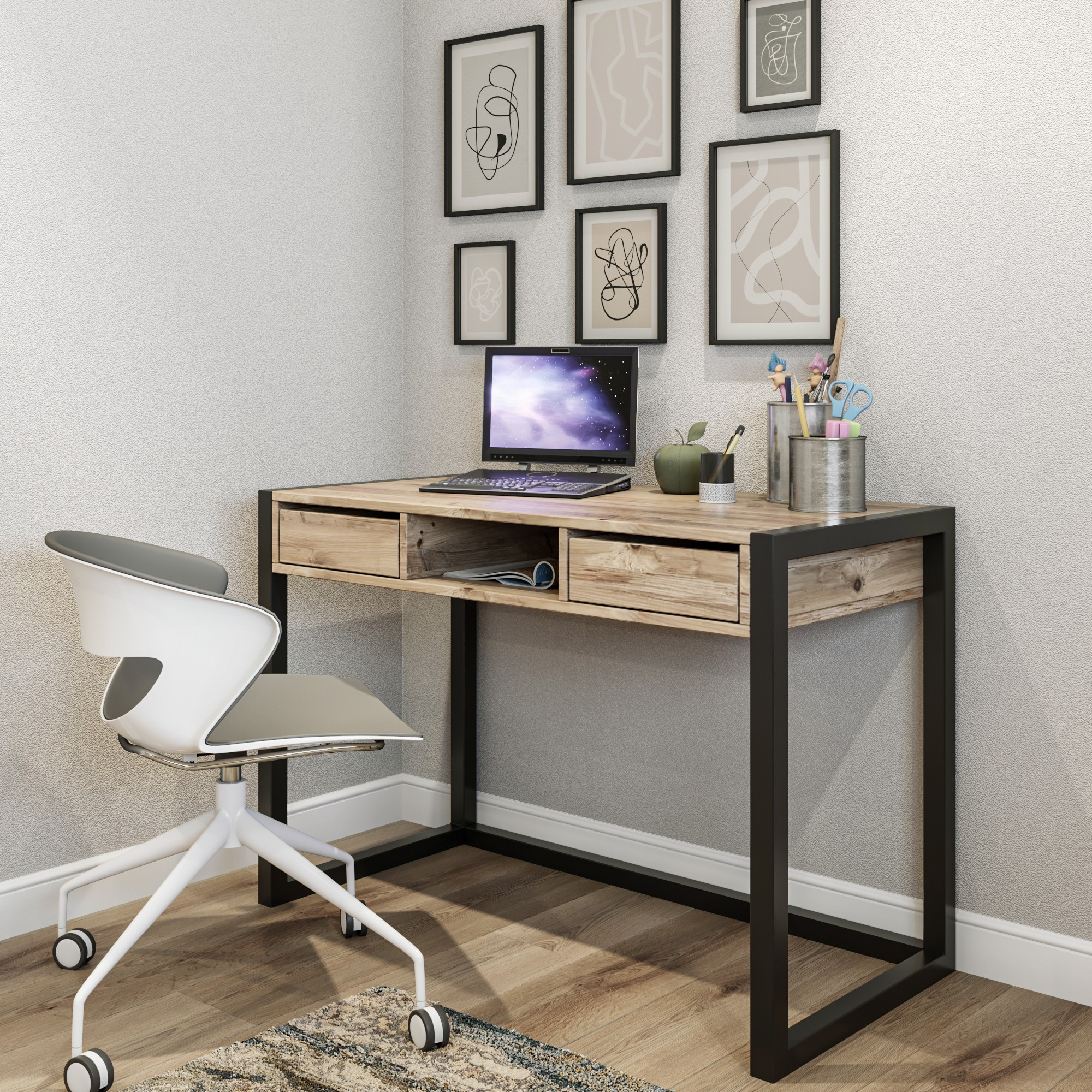 Ogene Desk Wood Veneer Black