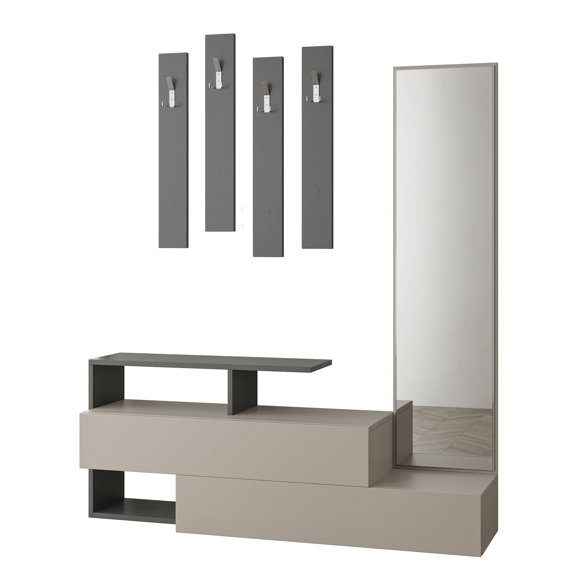 Ramda Wardrobe Wood Veneer Light Mocha Anthracite