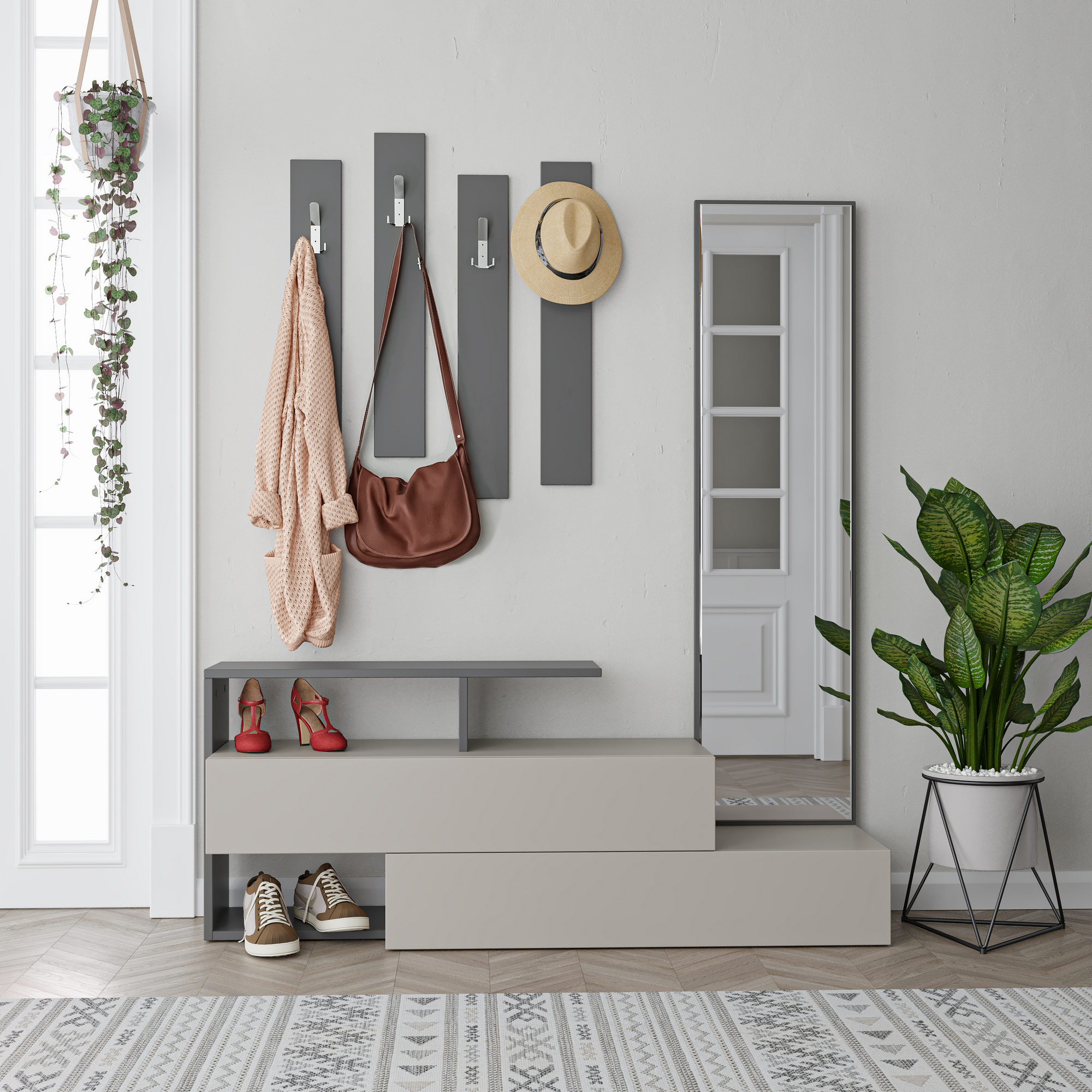 Ramda Wardrobe Wood Veneer Light Mocha Anthracite