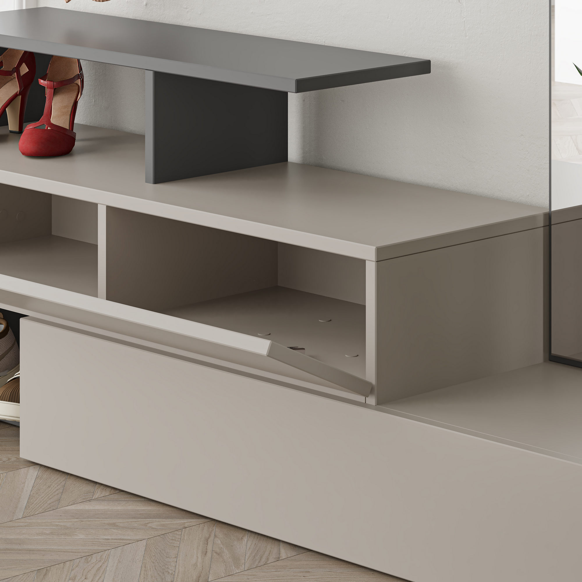 Ramda Wardrobe Wood Veneer Light Mocha Anthracite