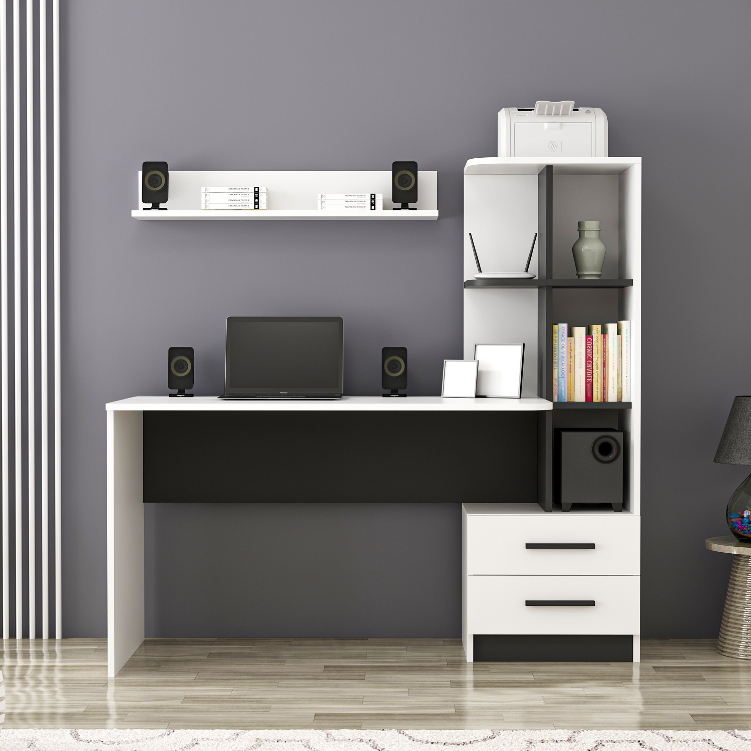 Alaska Desk Wood Veneer White Black