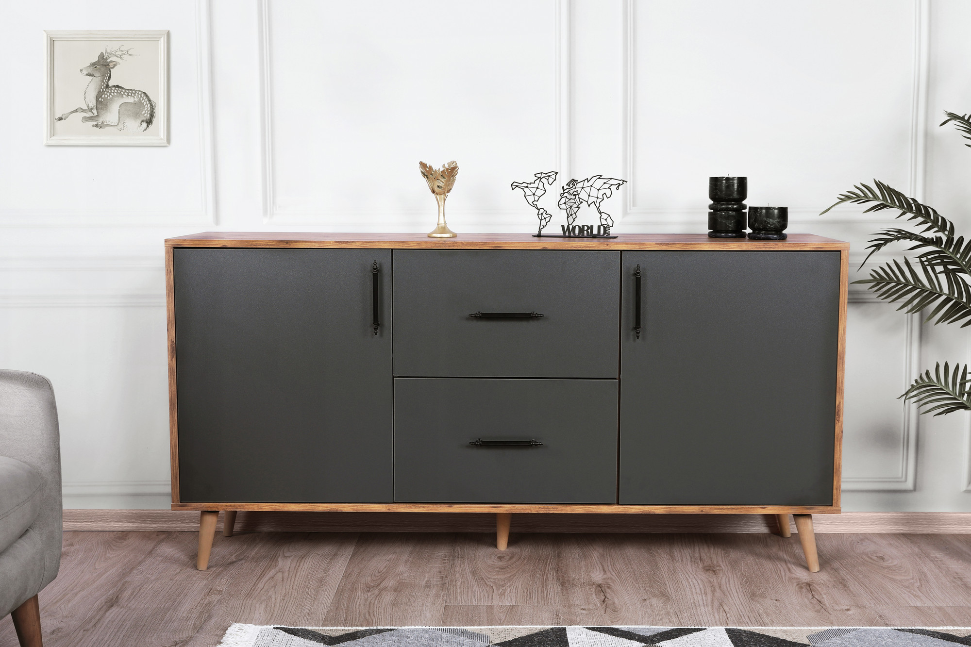 Cordoba Konsole Holzfurnier Anthrazit