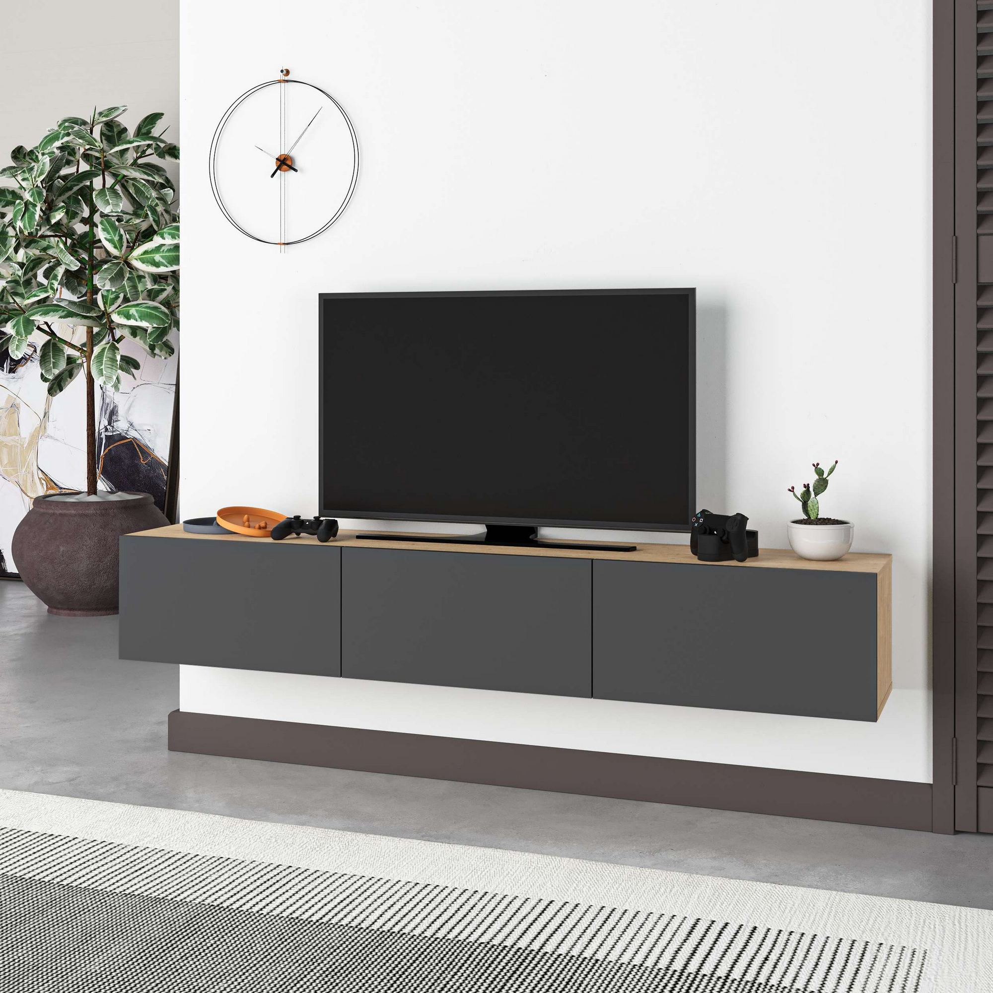 Francy Lowboard Wood veneer Anthracite