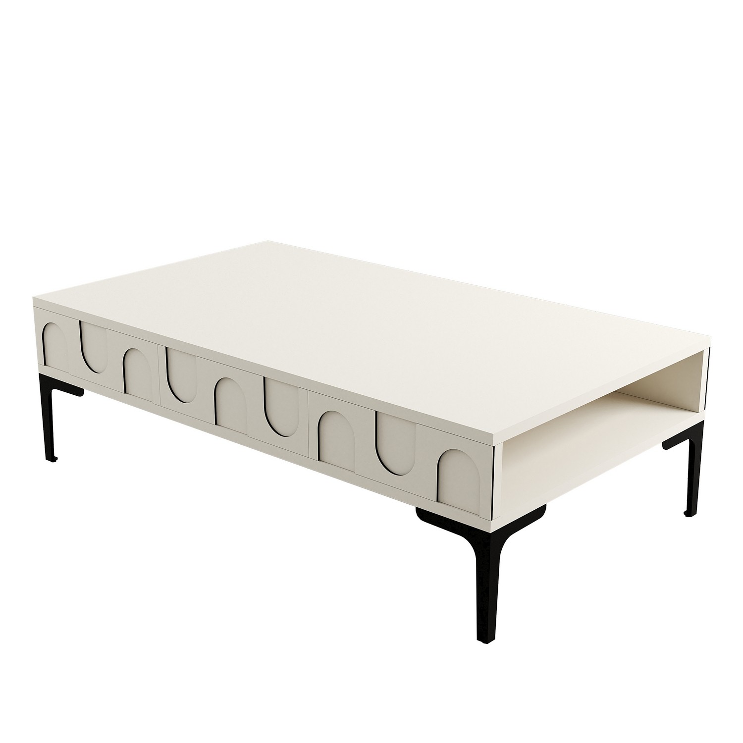 Lyon 32 Couchtisch Holzfurnier Creme Schwarz