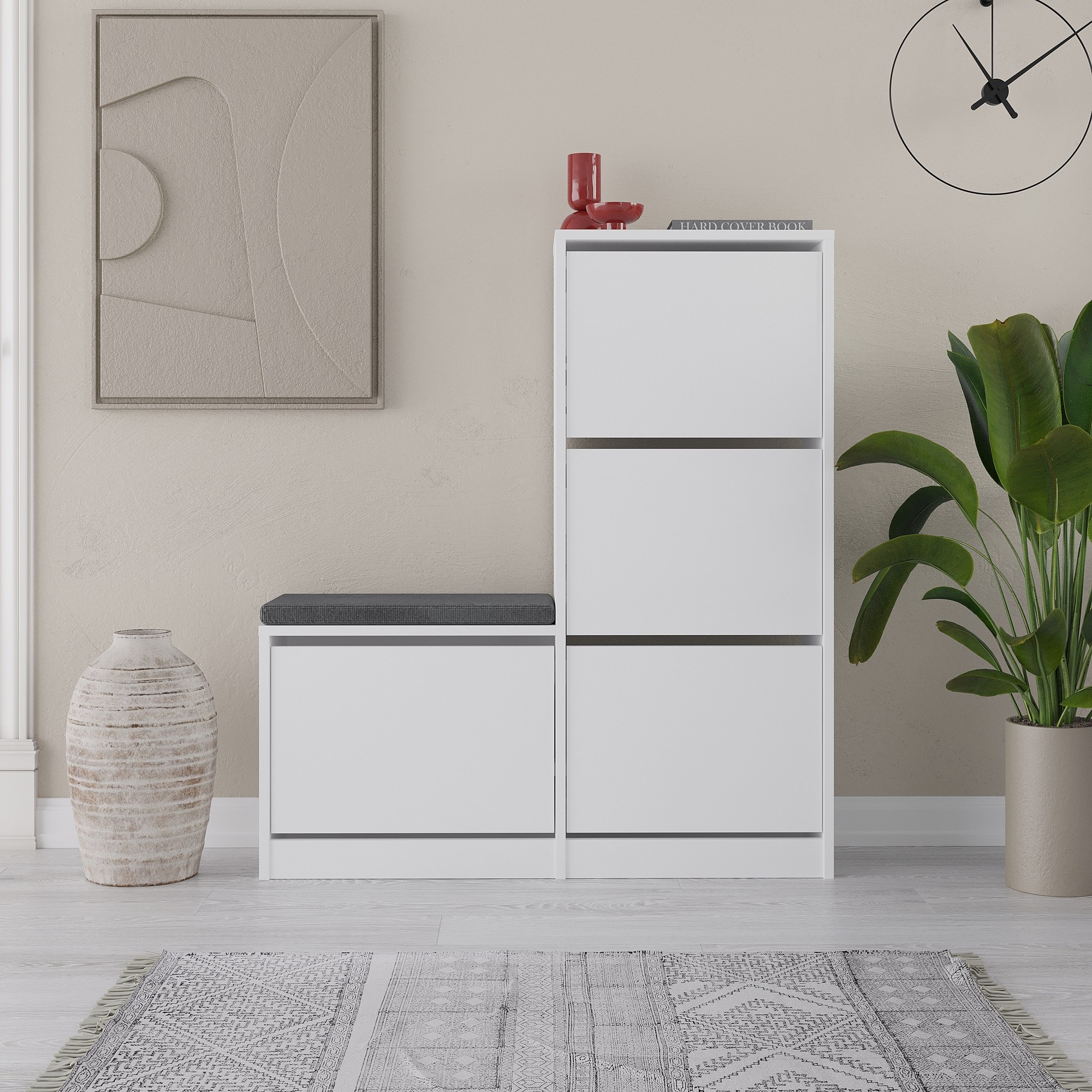 Dude shoe cabinet wood veneer white