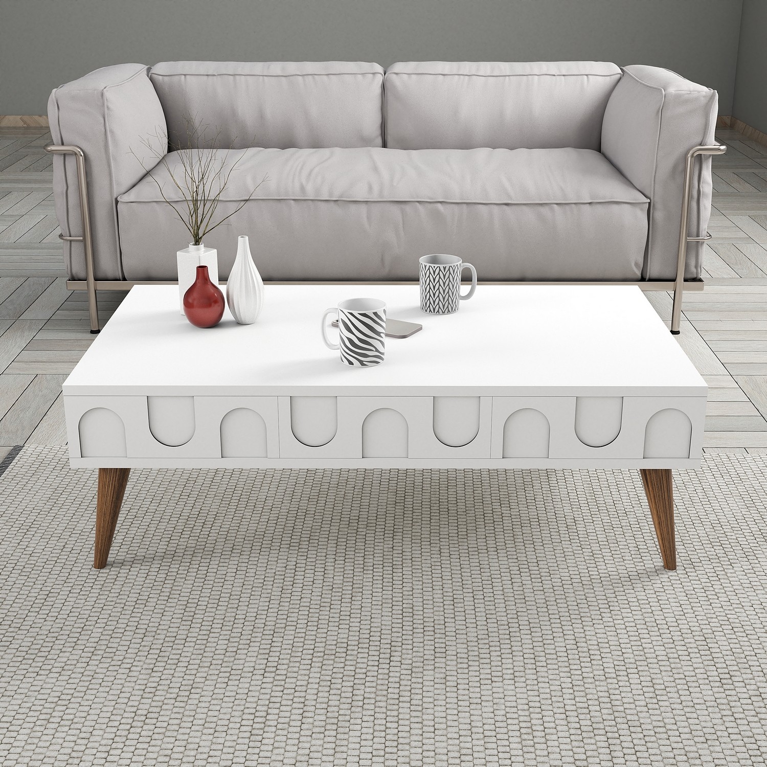 Lyon 34 Couchtisch Holzfurnier Weiß