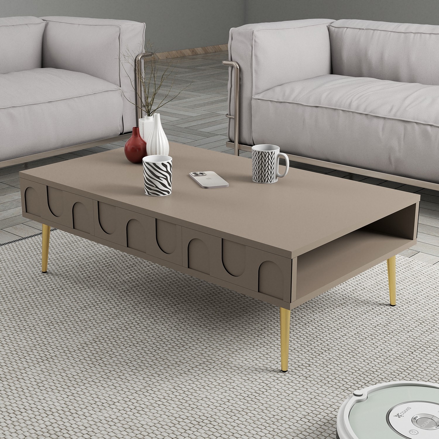 Lyon 33 Coffee Table Wood Veneer Atlas Gold
