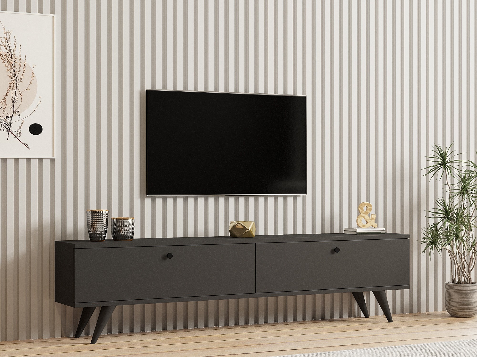 Paris Lowboard Wood Veneer Anthracite