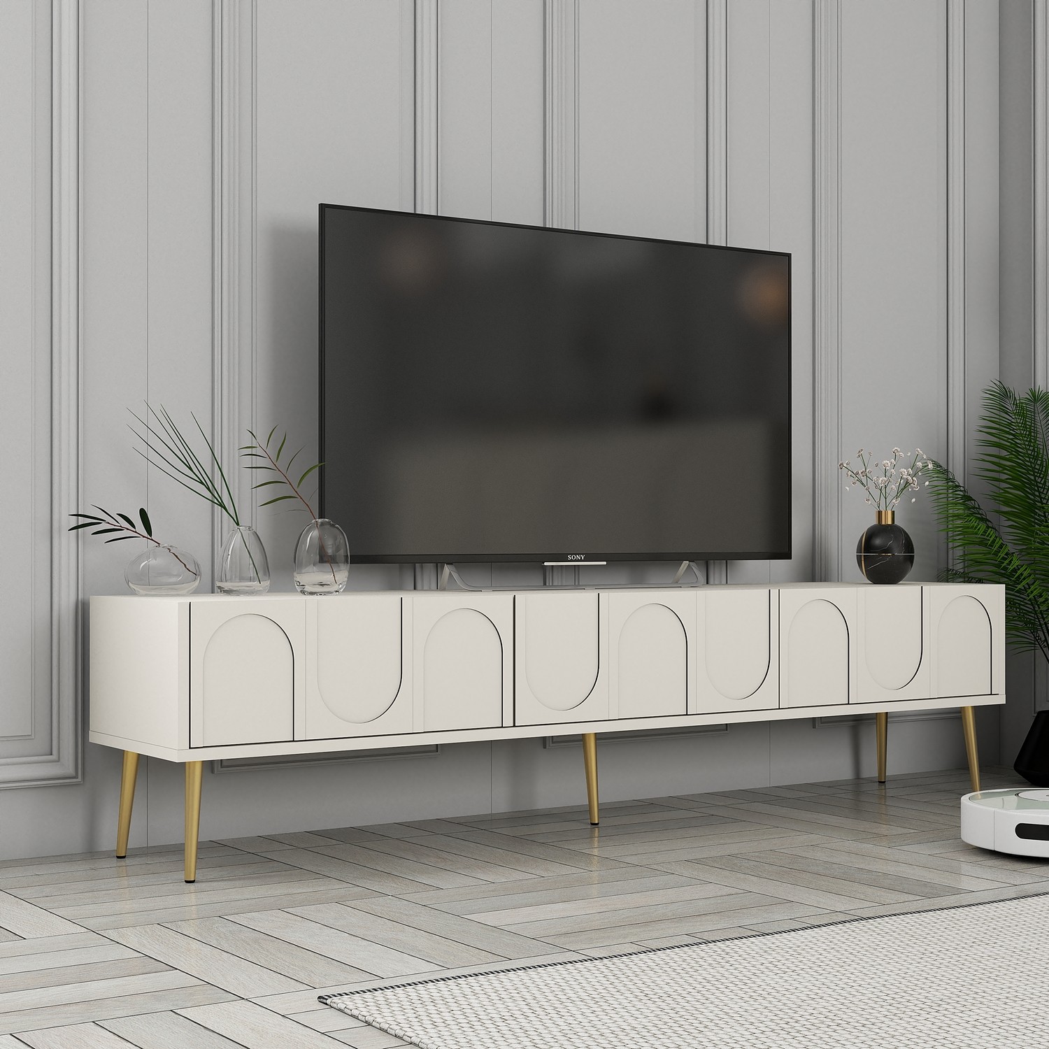 Lyon 43 TV-Schrank Holzfurnier Creme Gold