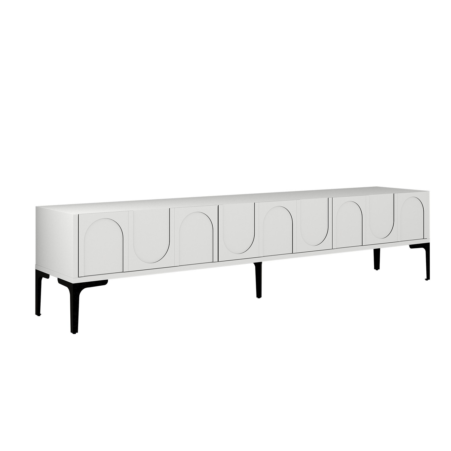 Lyon 42 TV cabinet Wood veneer White Black