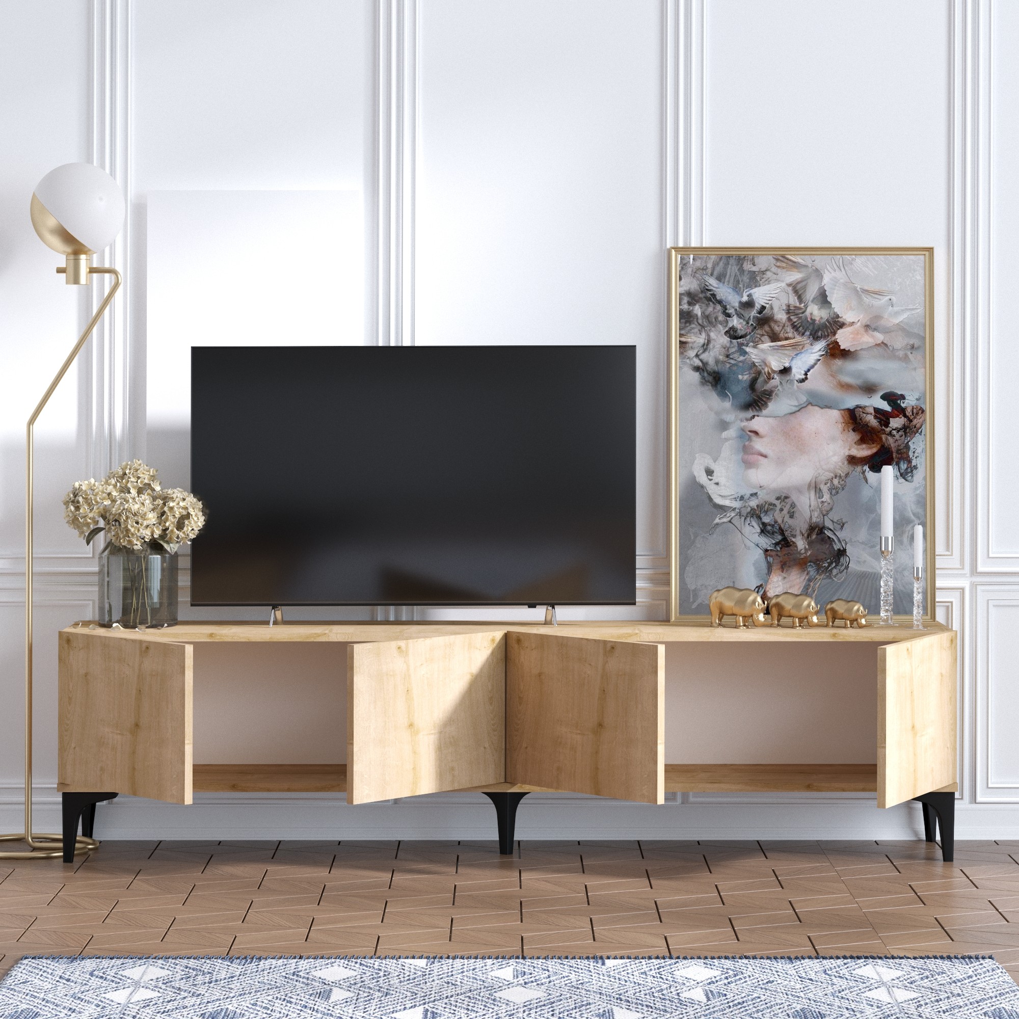 Nora Lowboard Wood veneer Sapphire