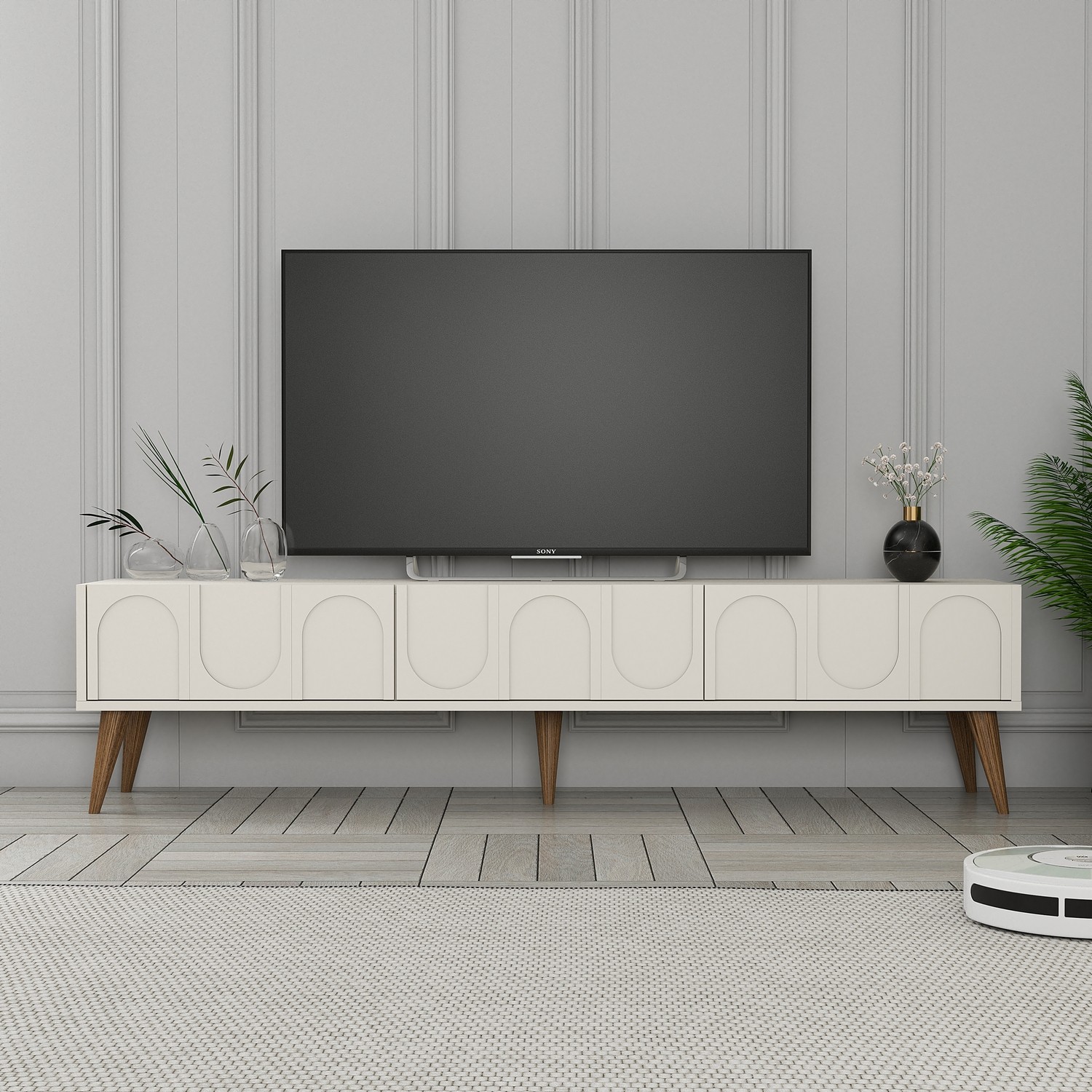 Lyon 44 TV cabinet Wood veneer Cream
