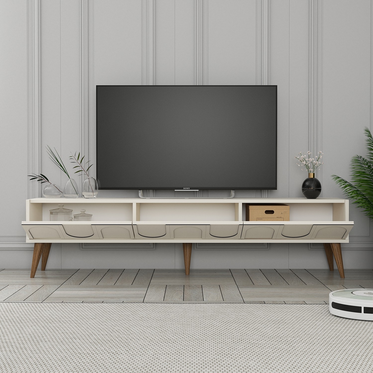 Lyon 44 TV cabinet Wood veneer Cream
