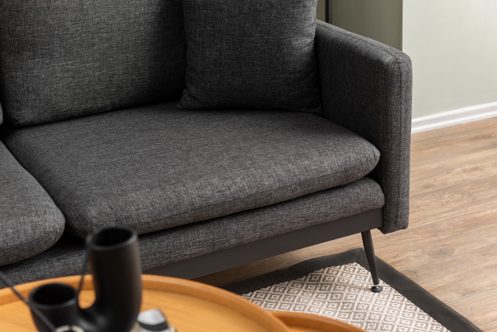Reya Sectional Sofa Dark Grey