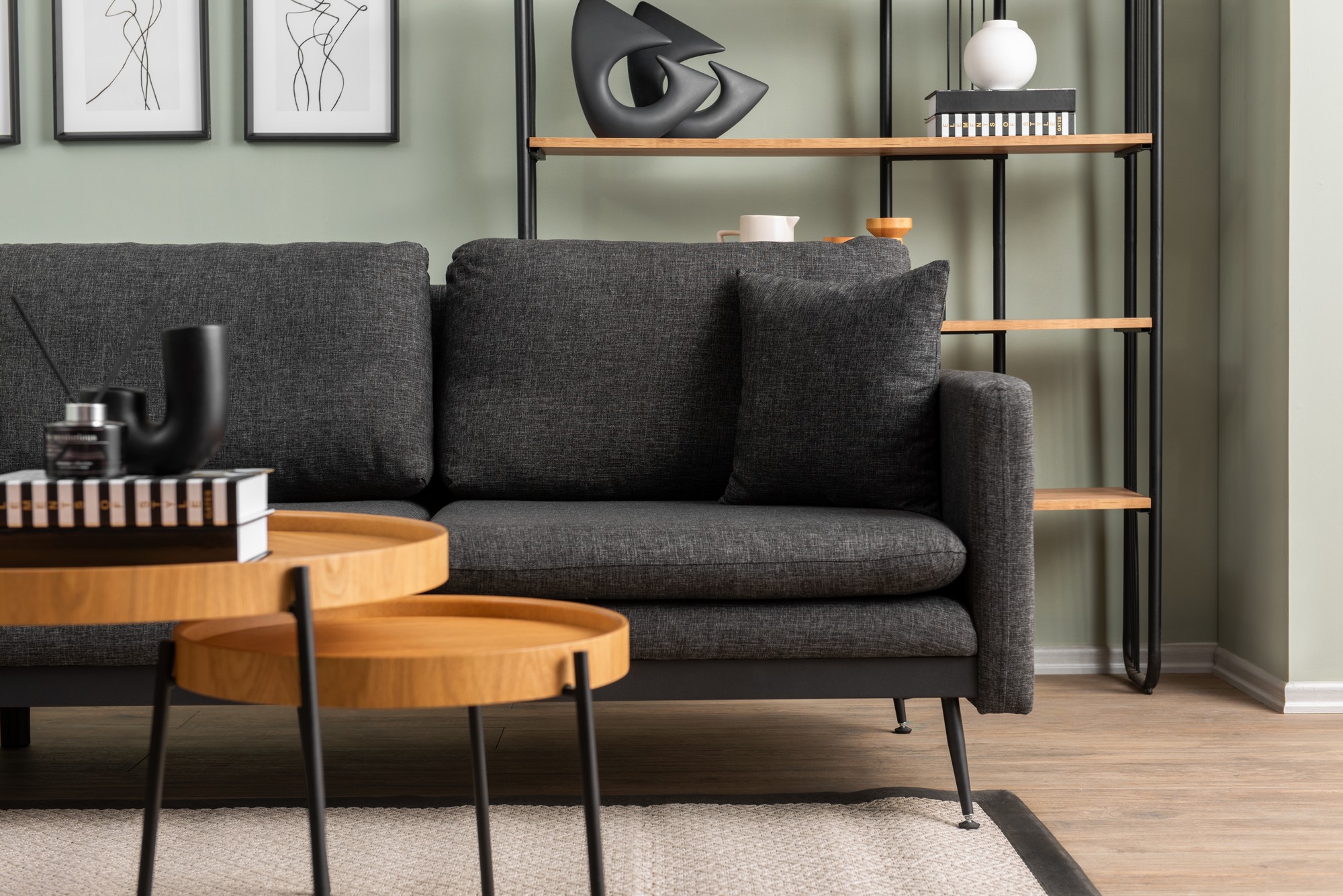 Reya Sectional Sofa Dark Grey