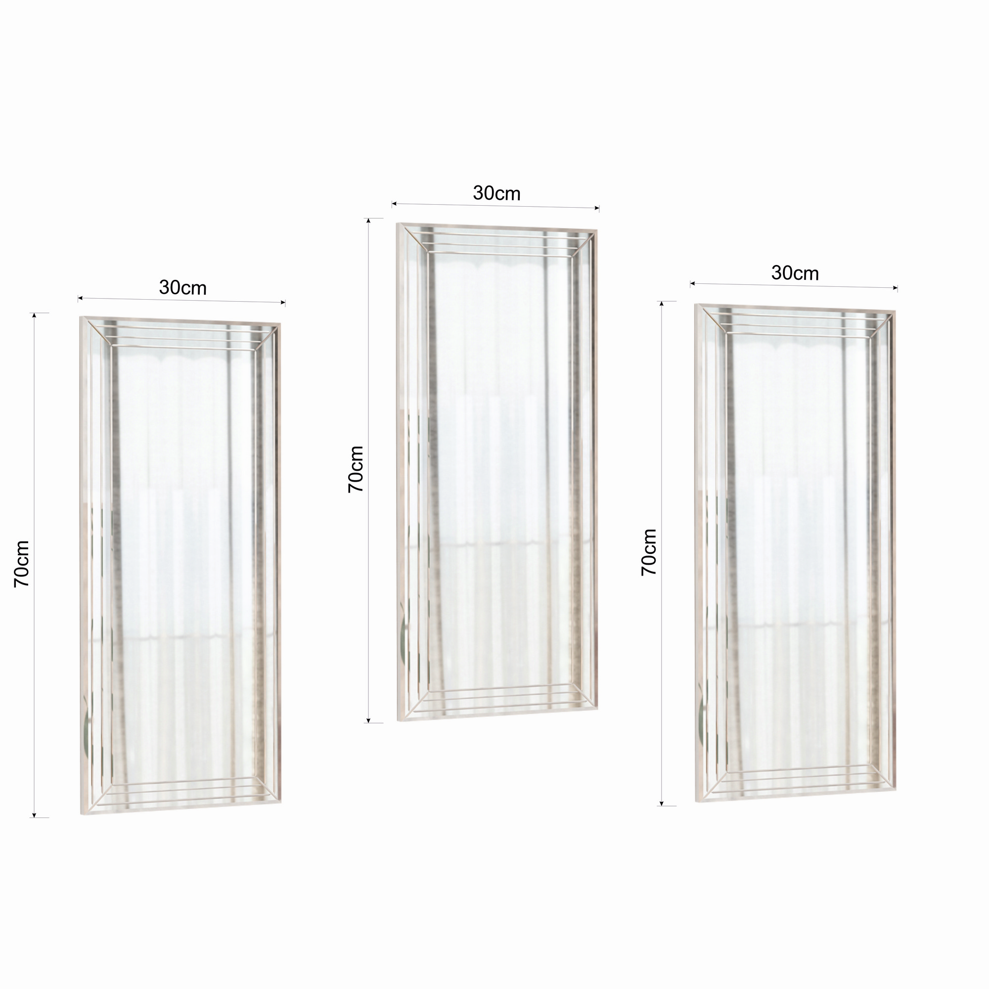 3x Mini Mirror Transparent
