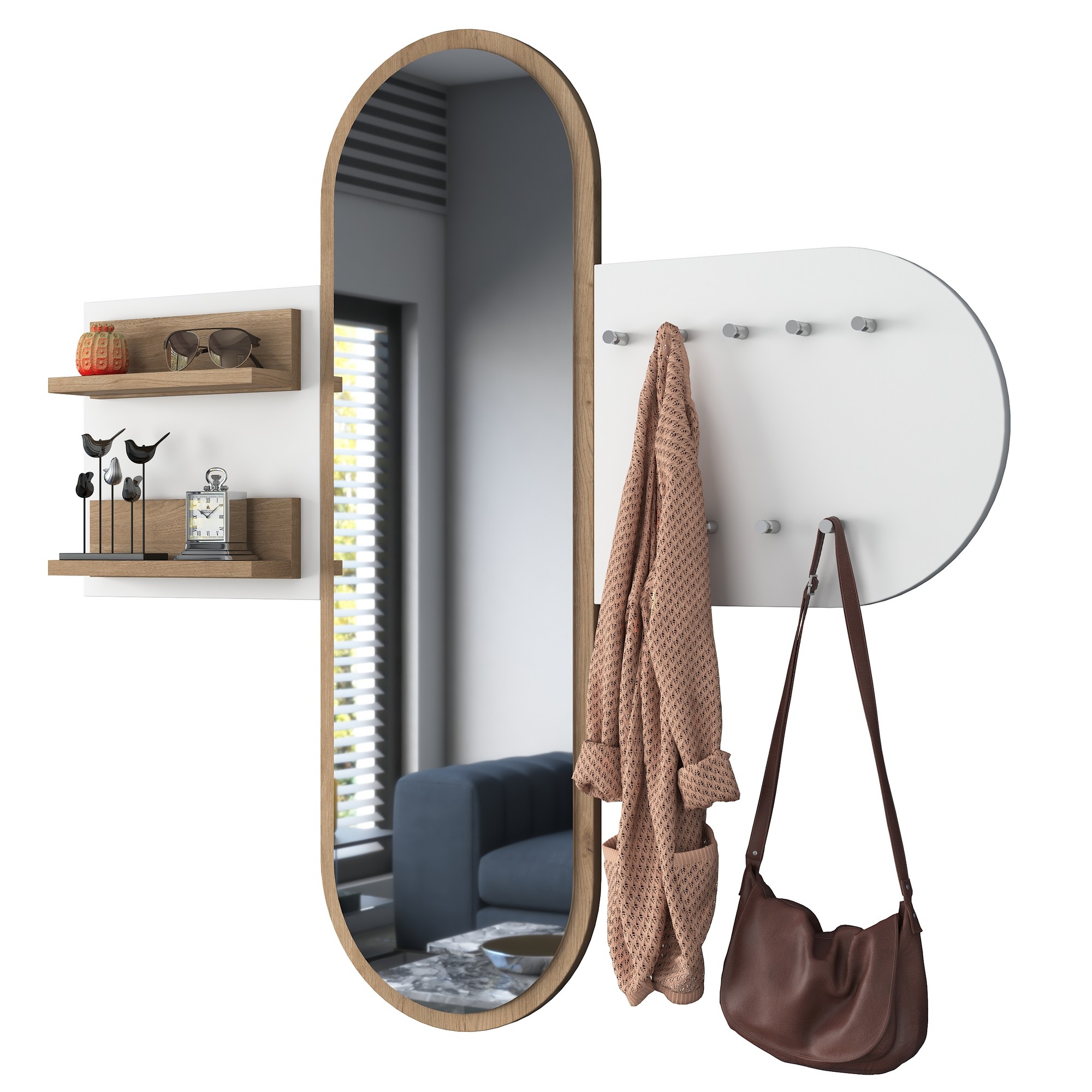 P3 Garderobe Holzfurnier Weiß
