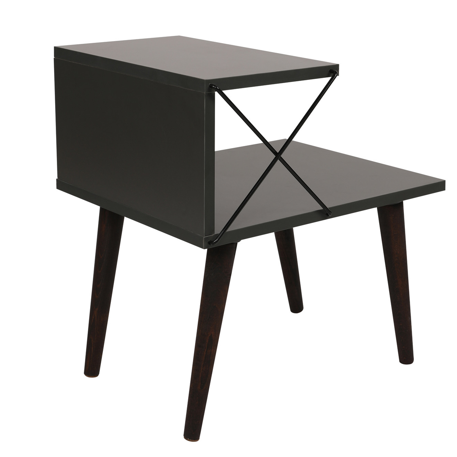 Cross bedside table wood veneer anthracite