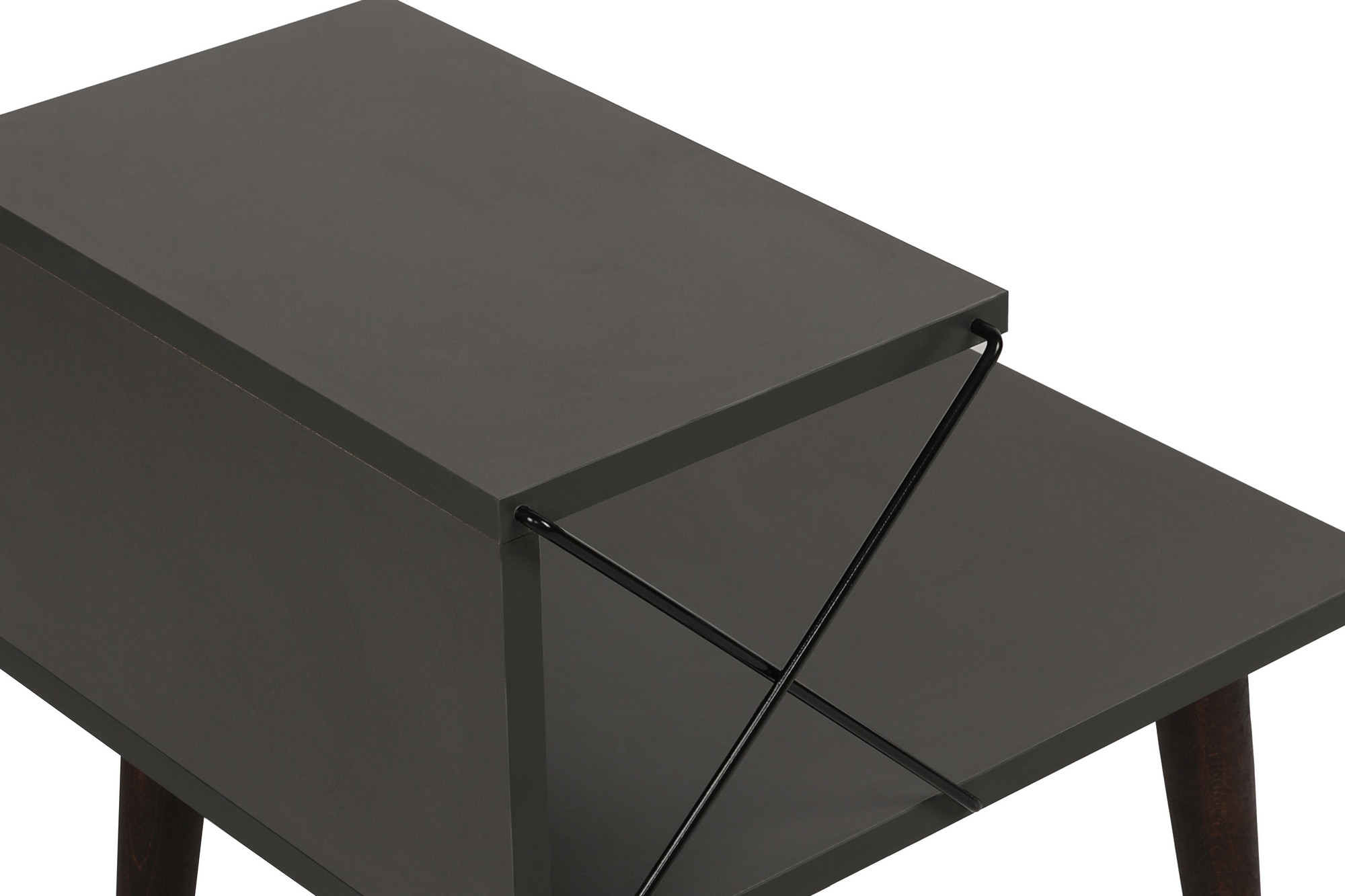 Cross bedside table wood veneer anthracite