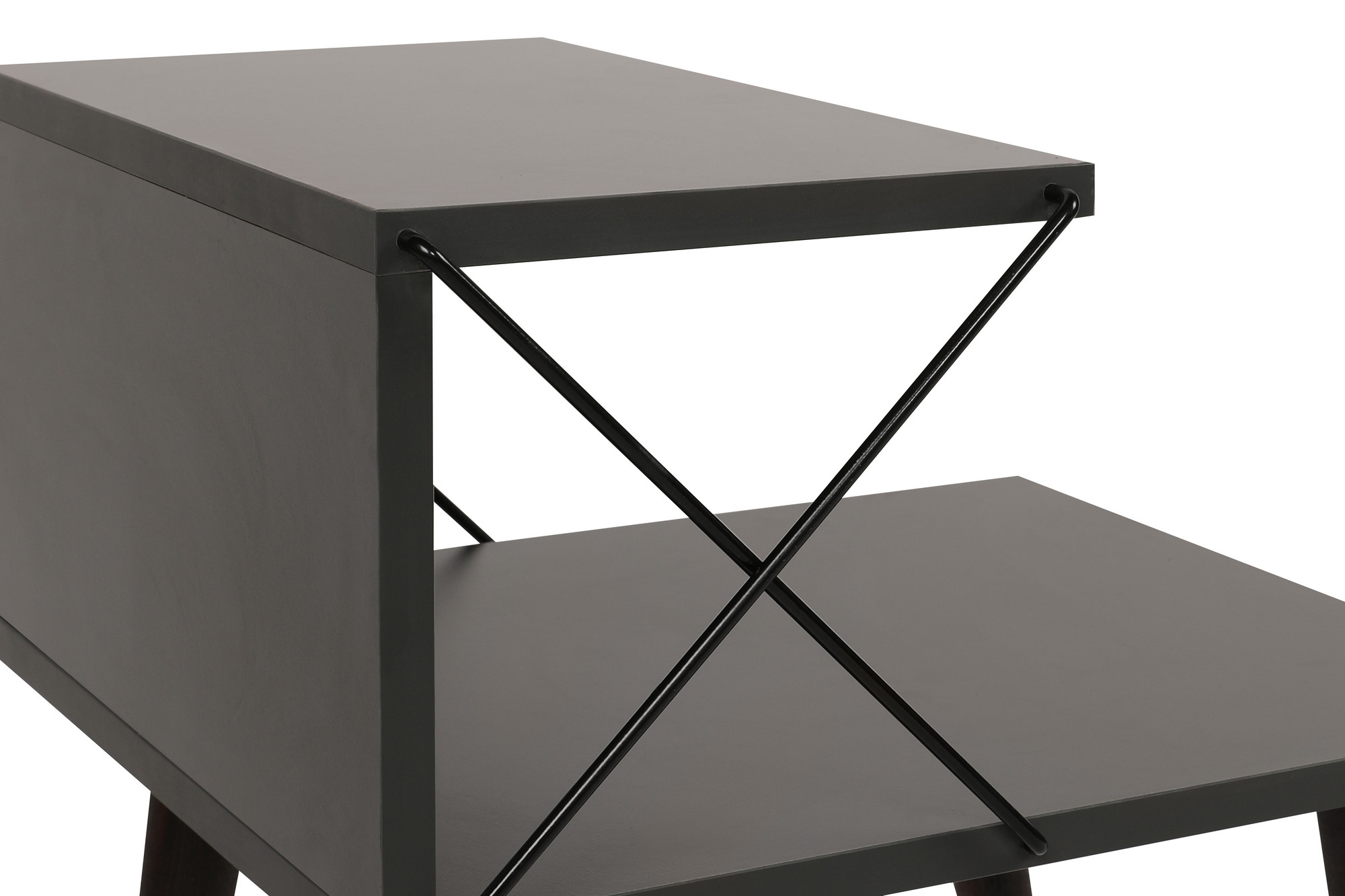 Cross bedside table wood veneer anthracite