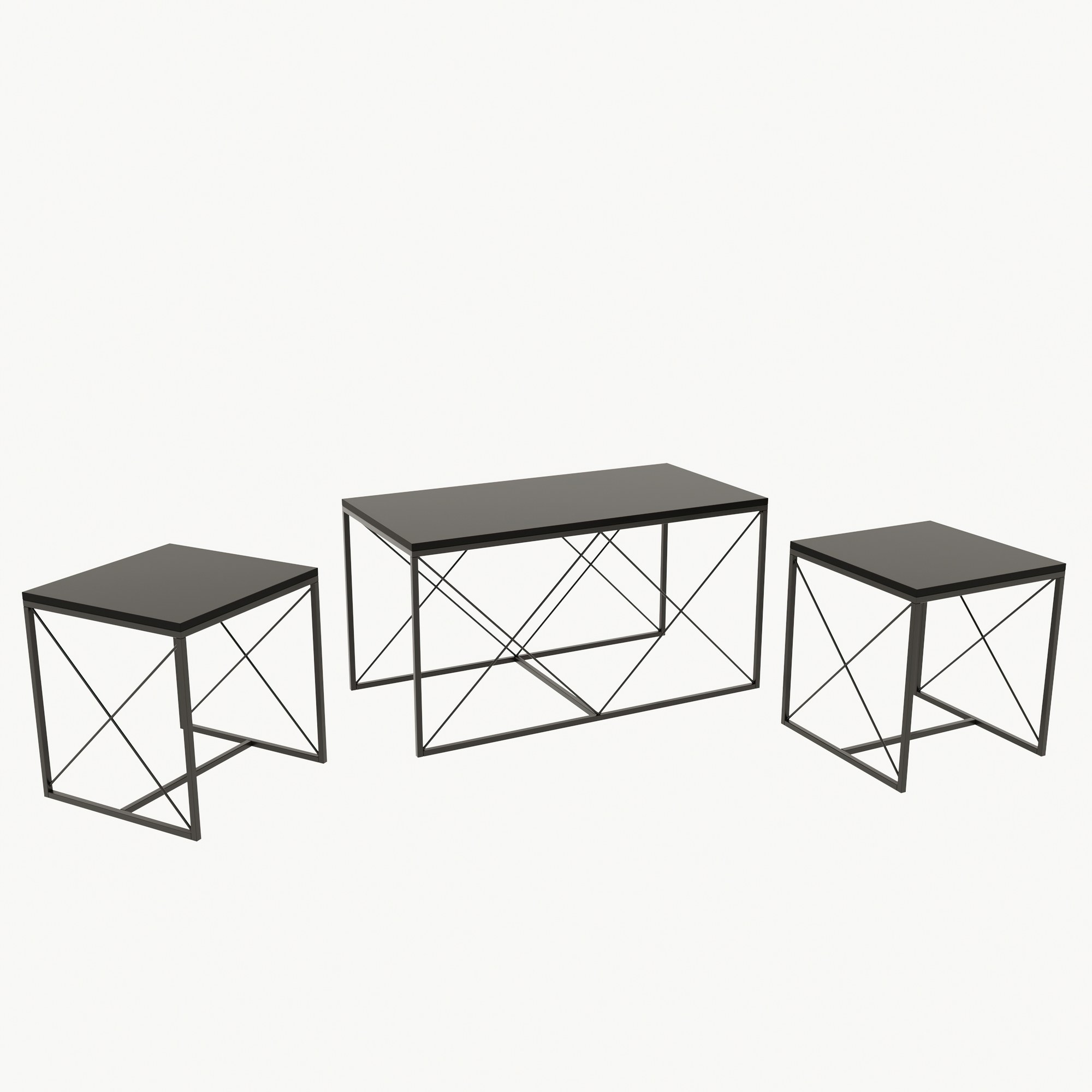 Defne Coffee Table Set Wood Veneer Anthracite Black