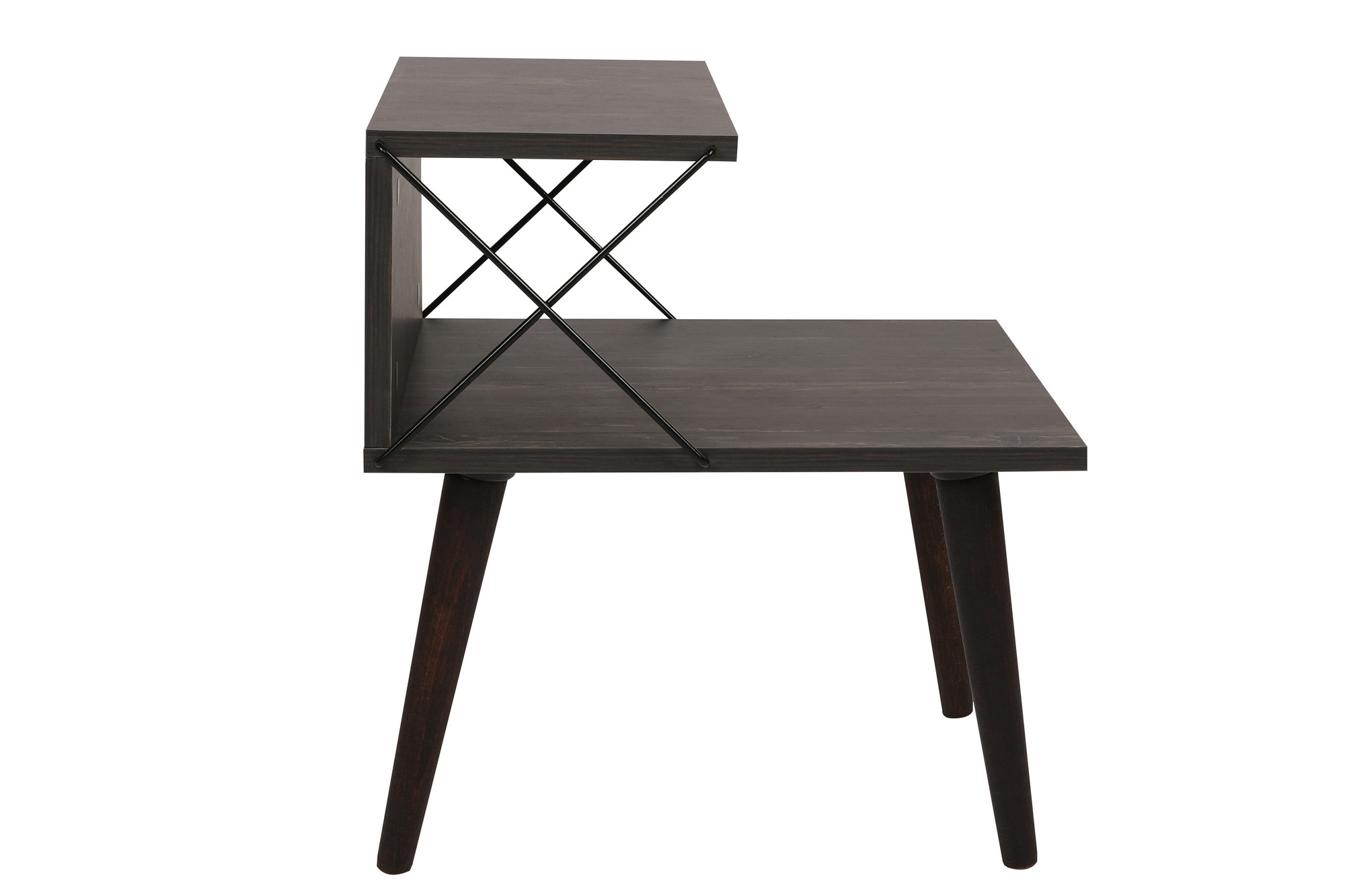 Cross Nightstand Wood Veneer Dark Brown