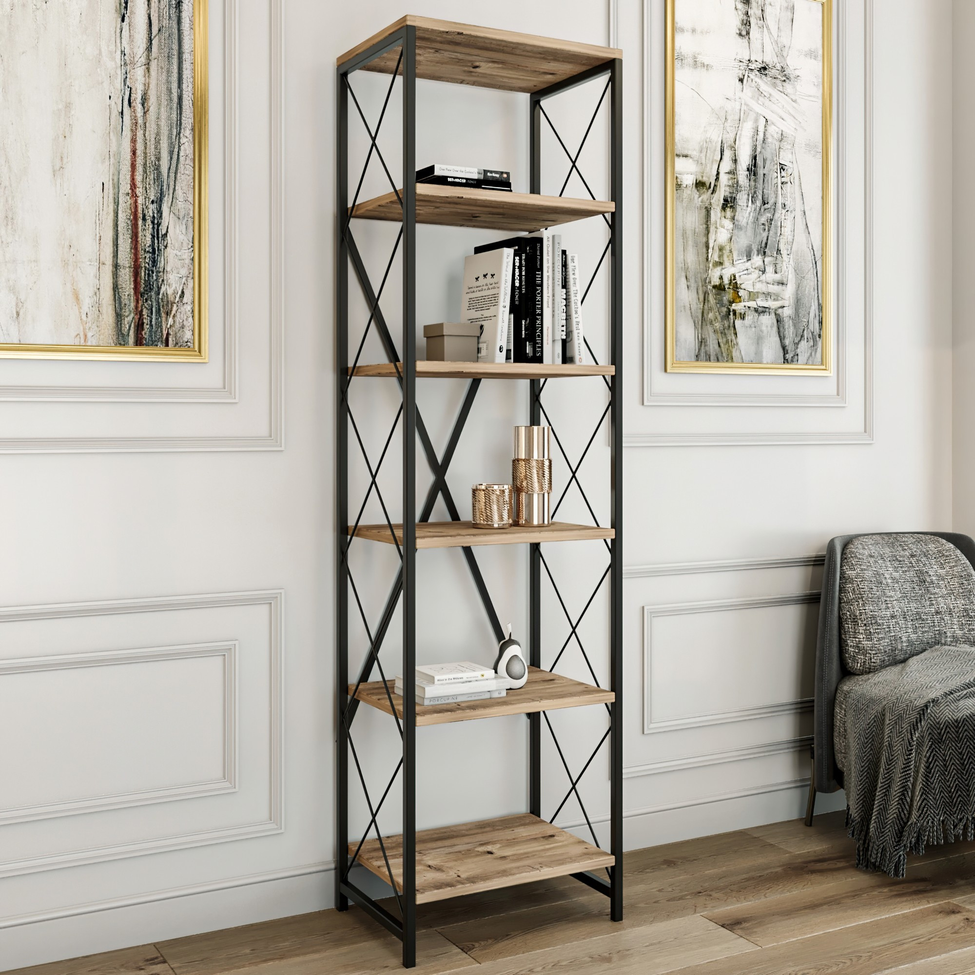 Suadiye Bookshelf Wood Veneer Black
